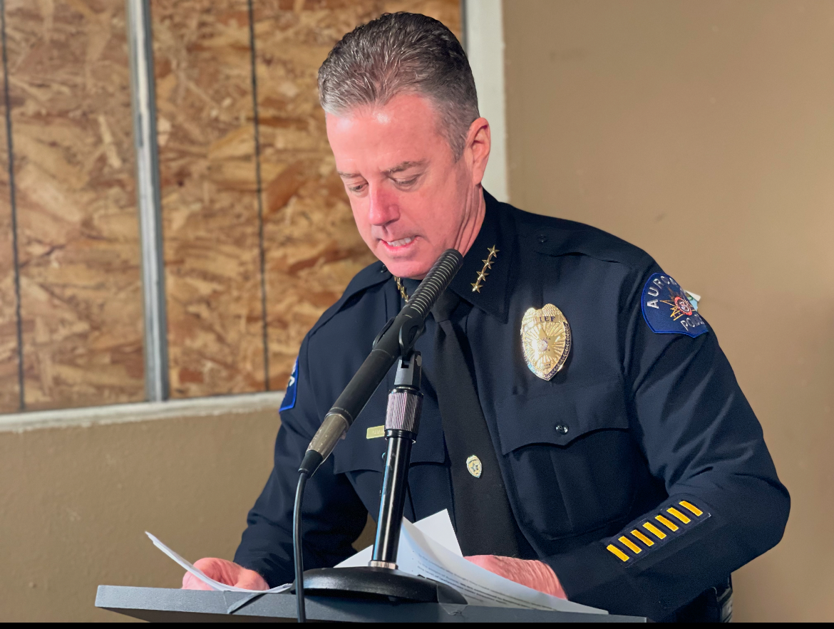 Aurora Police Department Chief Todd Chamberlain speaks at a press conference at the now-shuttered Edge at Lowry apartment complex in Aurora on Wednesday. (NicoBrambilanico.brambila@denvergazette.comhttps://denvergazette.com/content/tncms/avatars/4/ec/74a/4ec74aa2-71b0-11ed-af6f-0f0ae7acf7b0.d52fca74e95503d77da50127c9ff4e2d.png)