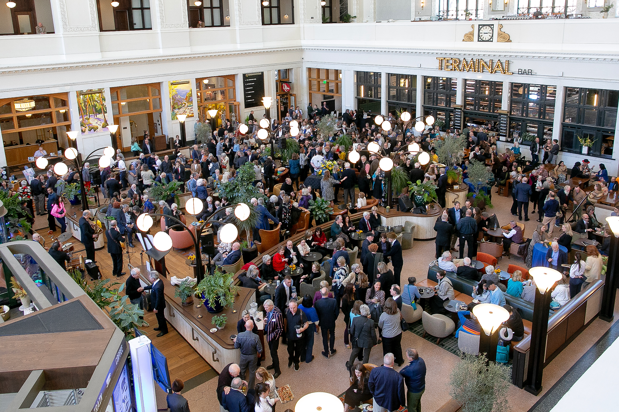 Friend and family fill Union Station during the memorial service for Dana Crawford at Union Station in Downtown Denver, Colo., Sunday . Feb. 23, 2025. Crawford is considered to be one of the most influential preservationist and developers in Downtown Denver city’s history. (Photo by Bear Gutierrez) (Bear Gutierrez)
