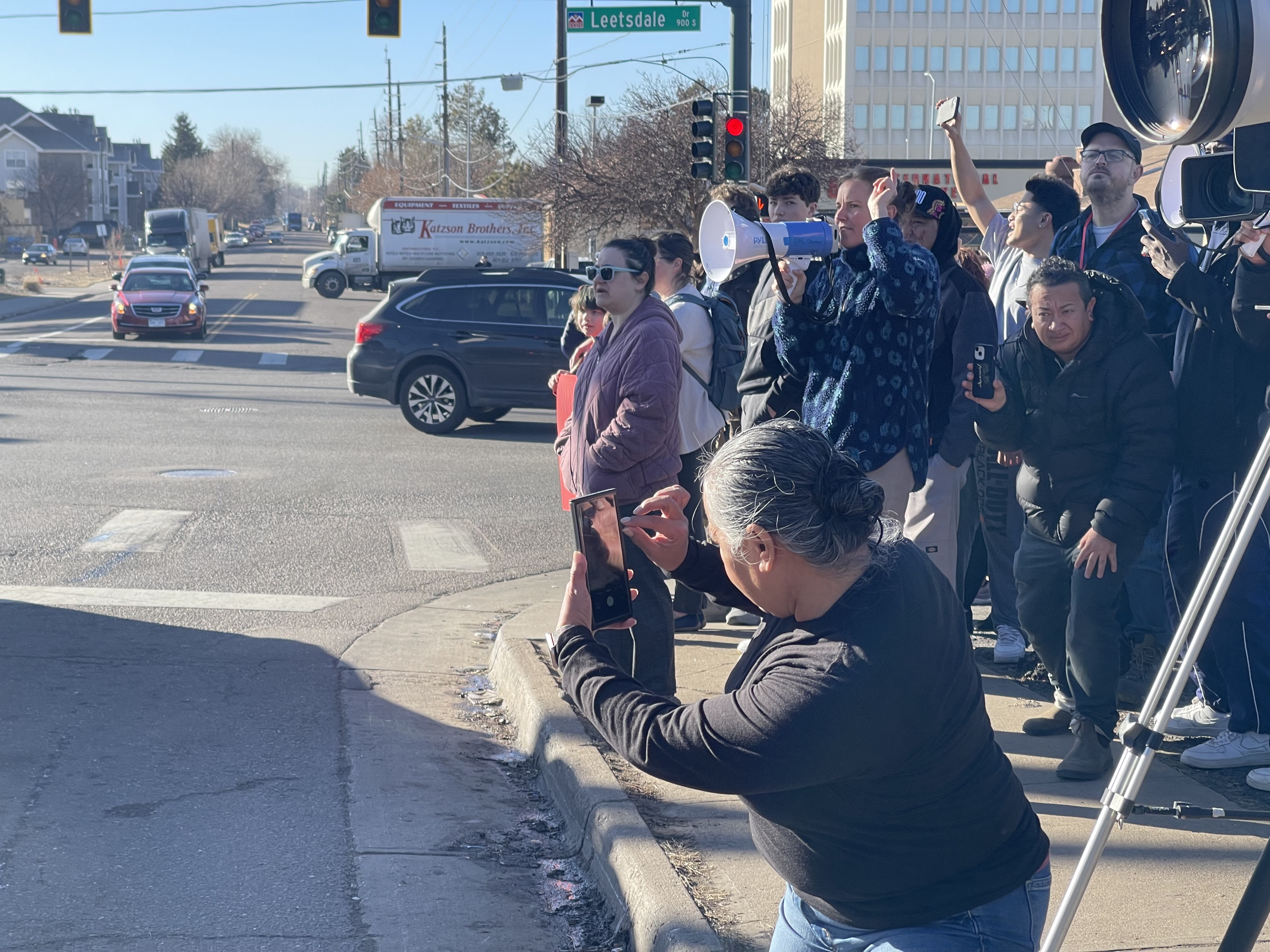 Federal agents blocked off the road at Leetsdale Drive at the Cedar Run apartments in Denver Wednesday morning, during an immigration raid. Protesters began gathering across the street with a bullhorn. (NicoBrambilanico.brambila@denvergazette.comhttps://denvergazette.com/content/tncms/avatars/4/ec/74a/4ec74aa2-71b0-11ed-af6f-0f0ae7acf7b0.d52fca74e95503d77da50127c9ff4e2d.png)