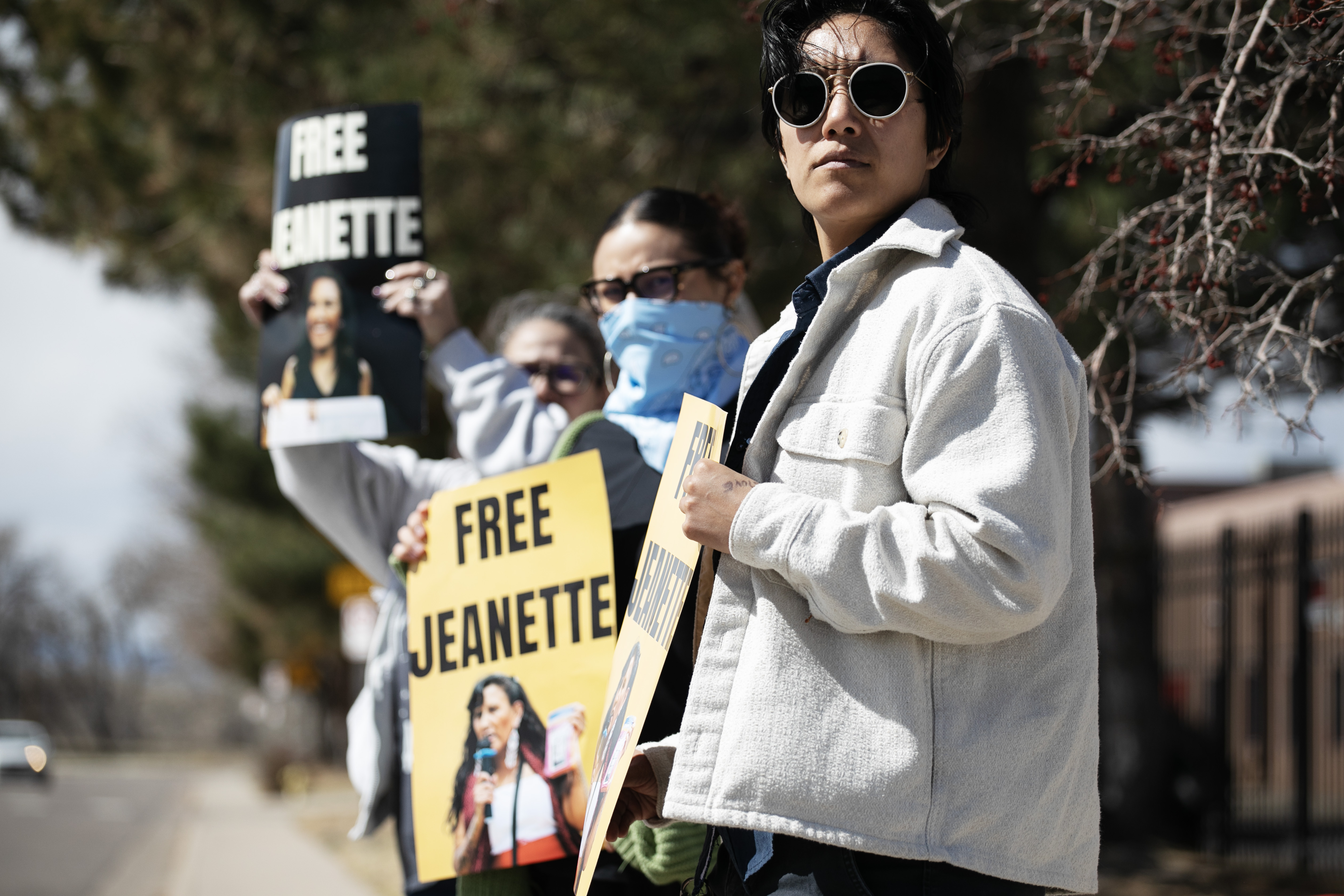 Alejandra Portillos holds signs with other protesters of the detention of local immigration activist Jeanette Vizguerra, who became well-known in 2017 after taking refuge in a Denver church and has three U.S.-born children, at an ICE facility in Aurora, Colo. on Tuesday, March 18, 2025. (TomHellauerMultimedia Producertom.hellauer@denvergazette.comhttps://denvergazette.com/content/tncms/avatars/f/9e/622/f9e6228a-3b6b-11ed-bf10-fbb71fa8e421.f54b911252c540f1d61709edc4727a39.png)