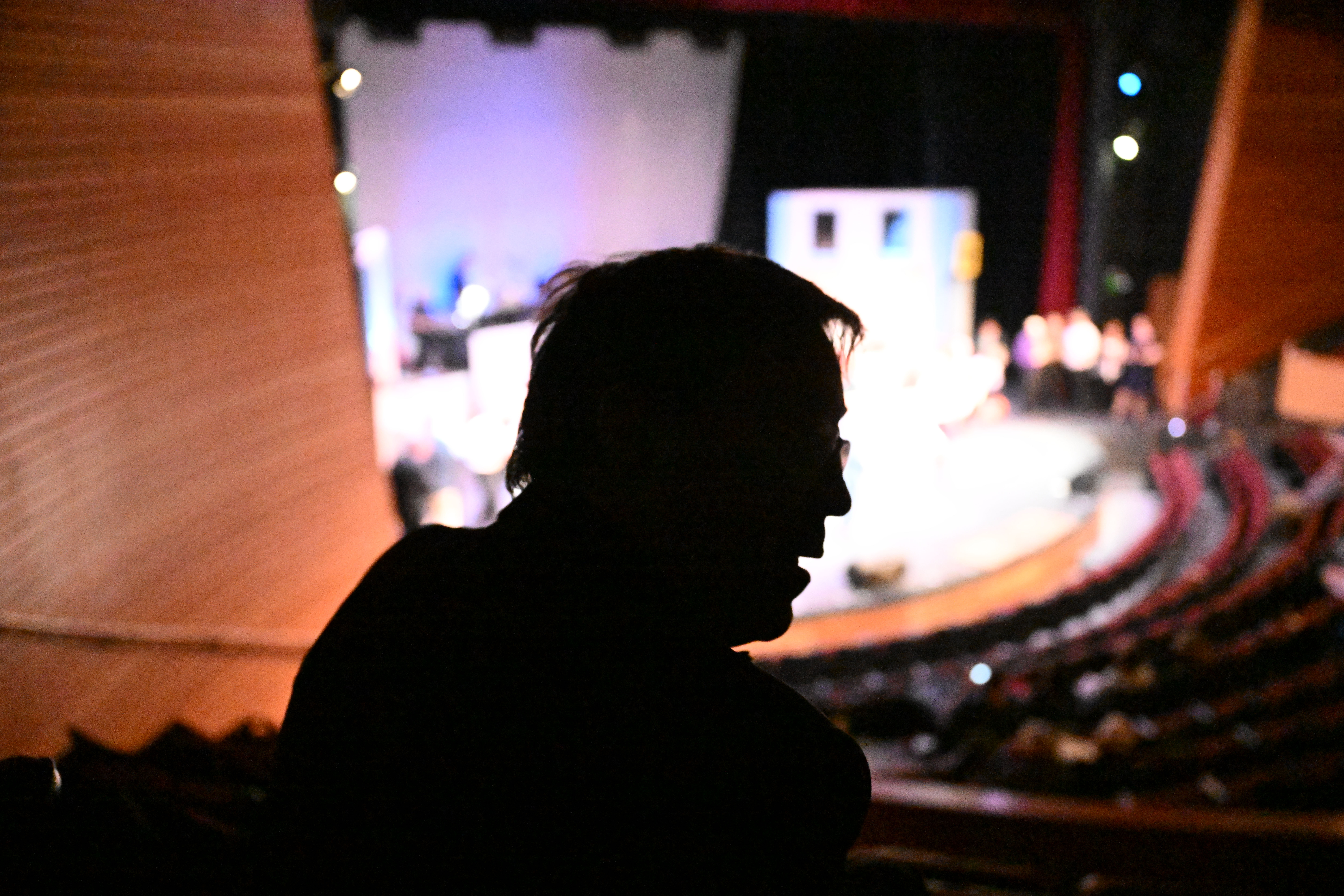 Ed Reinhardt talks with his father, Ed Sr., as they wait in the audience during Ed’s 27th and final performance of “Magic Moments” in Englewood on Wednesday, March 26, 2025. (Stephen Swofford, Denver Gazette) (StephenSwoffordPhotographerstephen.swofford@gazette.comhttps://secure.gravatar.com/avatar/1ddcaf11c5d70eaa58546ddc4e038687?d=mm&r=g)