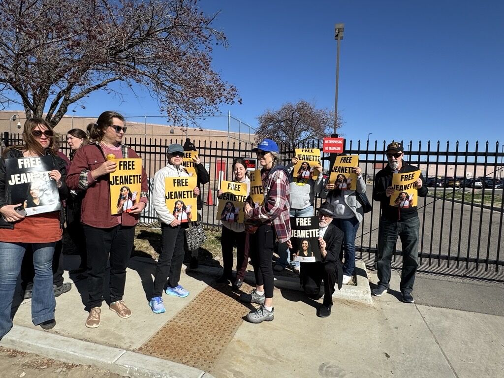 Protesters outside of the Aurora U.S. Immigrations and Customs Enforcement processing facility Tuesday. They were calling for the release of pro-immigration activist Jeanette Vizgeurra. (CarolMcKinleyDenver Enterprise Reportercarol.mckinley@gazette.comhttps://denvergazette.com/content/tncms/avatars/5/c3/a0f/5c3a0fbe-1007-11ec-9e18-b7f42cfa4b0f.9565a0ce58866e86bcf18260621c2a46.png)