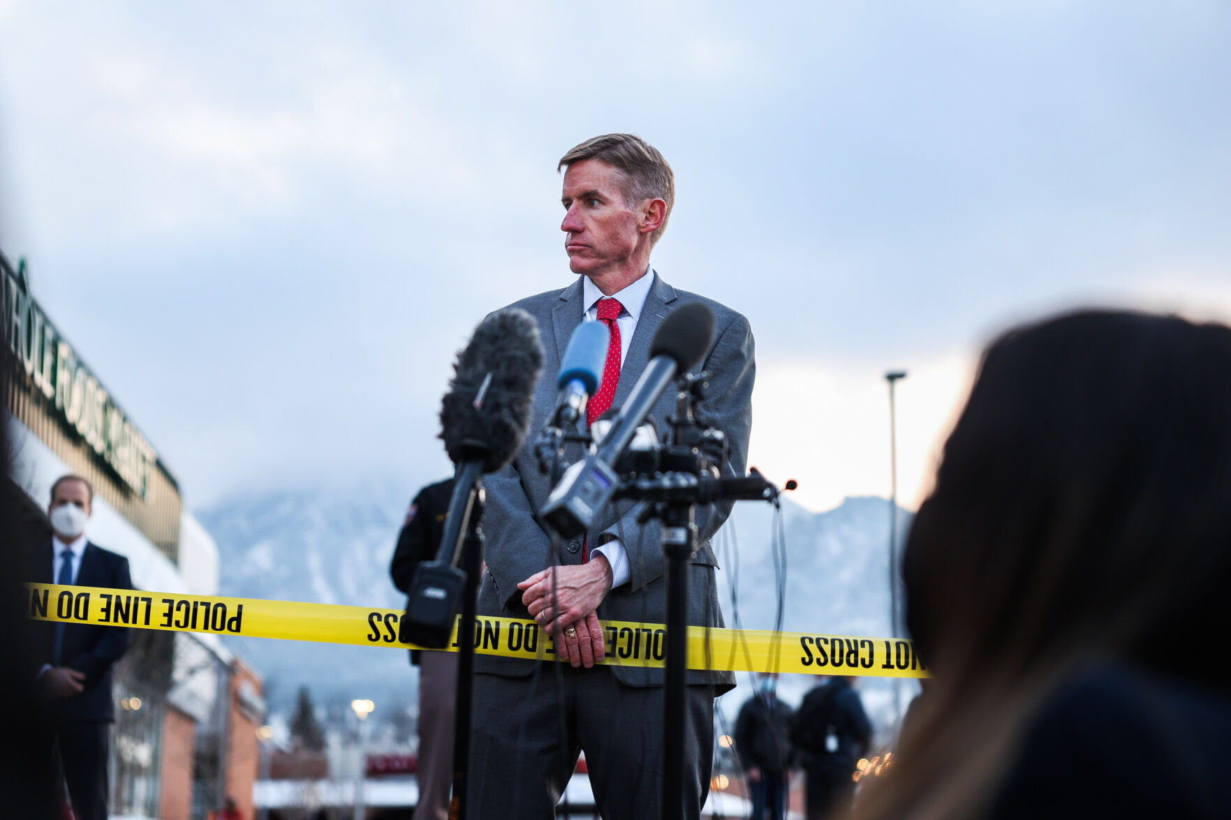 gazette Boulder County District Attorney Michael Dougherty speaks to the media as police officers respond to a shooting at a King Soopers on March 22. PHOTO: Michael Ciaglo/Special to The Denver Gazette (Michael Ciaglo/Special to the gazette)