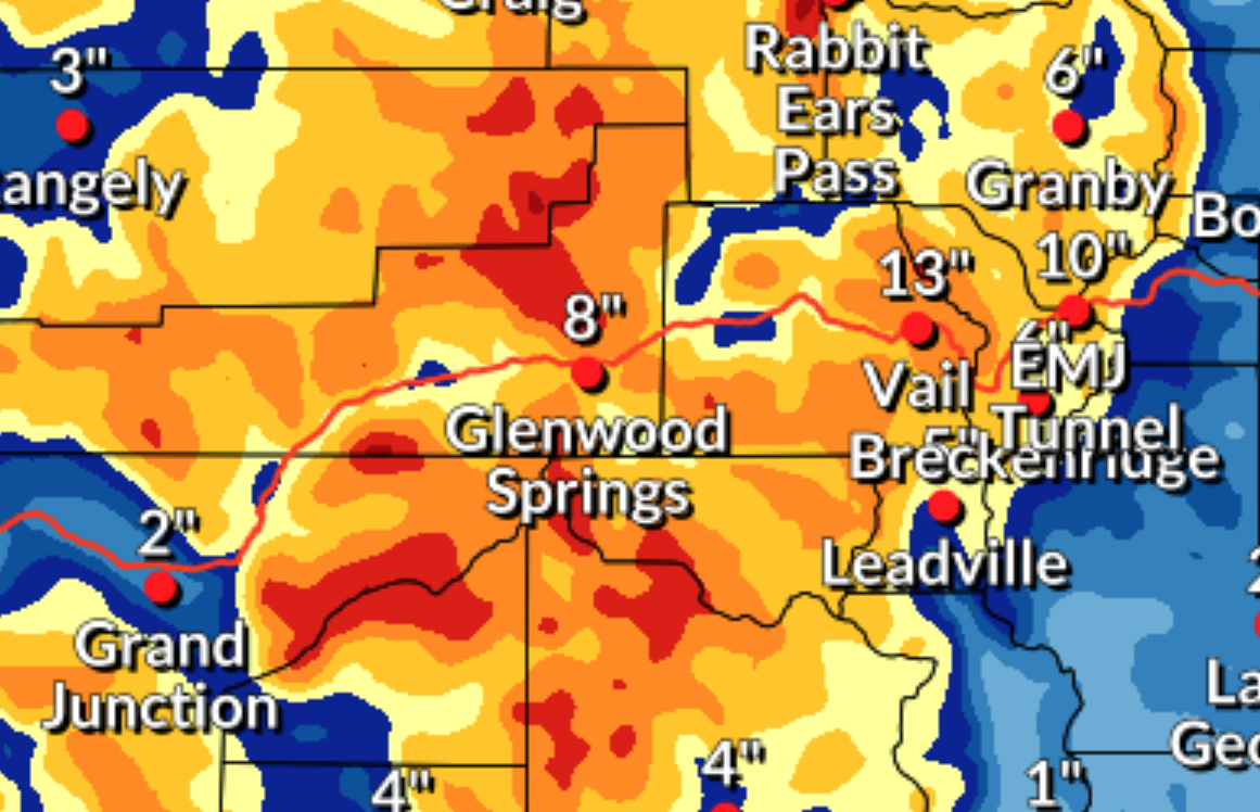 A zoomed in version of the 'high-end' snowfall forecast. See full map in article below. Map Credit: National Weather Service.