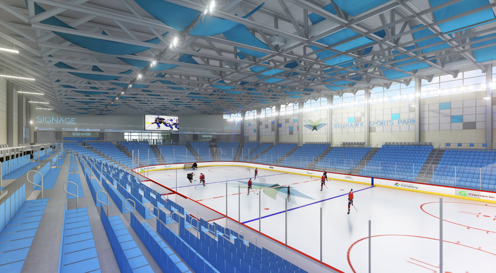 Rendering of an ice rink concept within the proposed Zebulon Regional Sports Complex in Sterling Ranch, Douglas County, Colorado. (Courtesy rendering, Sterling Ranch Development Co.)