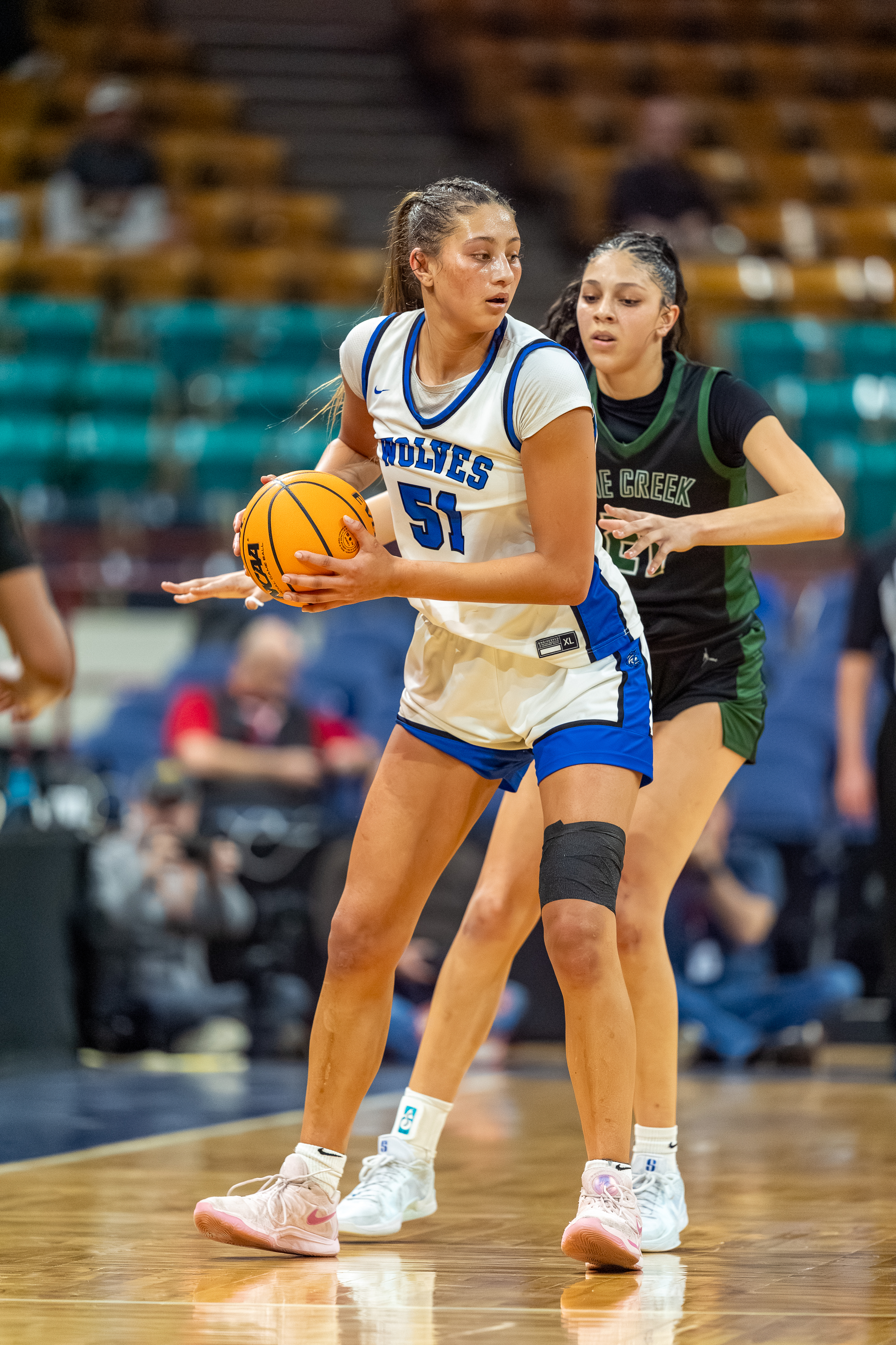 Grandview Wolves Sienna Betts (51) in the first half of the Class 6A Girls Final Four against the Pine Creek Eagles at the Denver Coliseum on Thursday, March 13, 2025. Joshua Genz, Special to the Gazette (Joshua Genz)