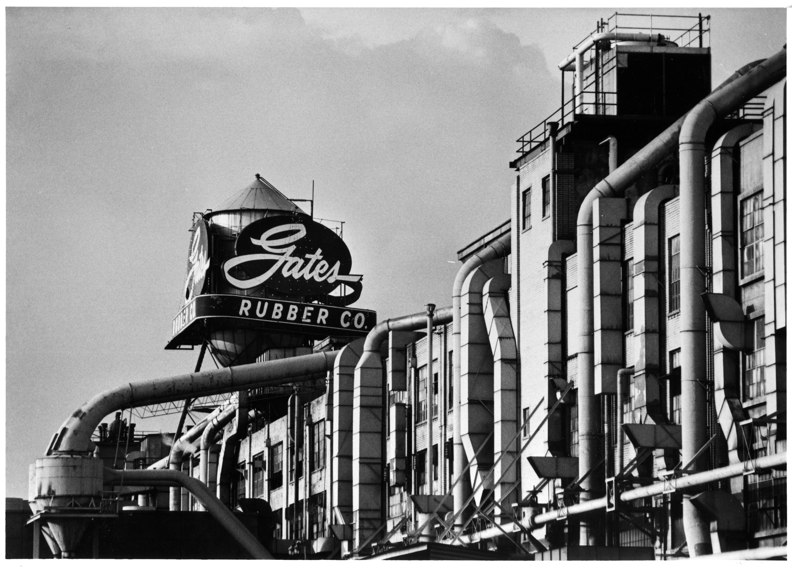 The west side of the Gates Rubber factory. This site at I-25 and Broadway will become the home of Denver's new National Women's Soccer League team, it was announced Tuesday. (Courtesy photo, Denver Public Library / Rocky Mountain News Digital Collections)