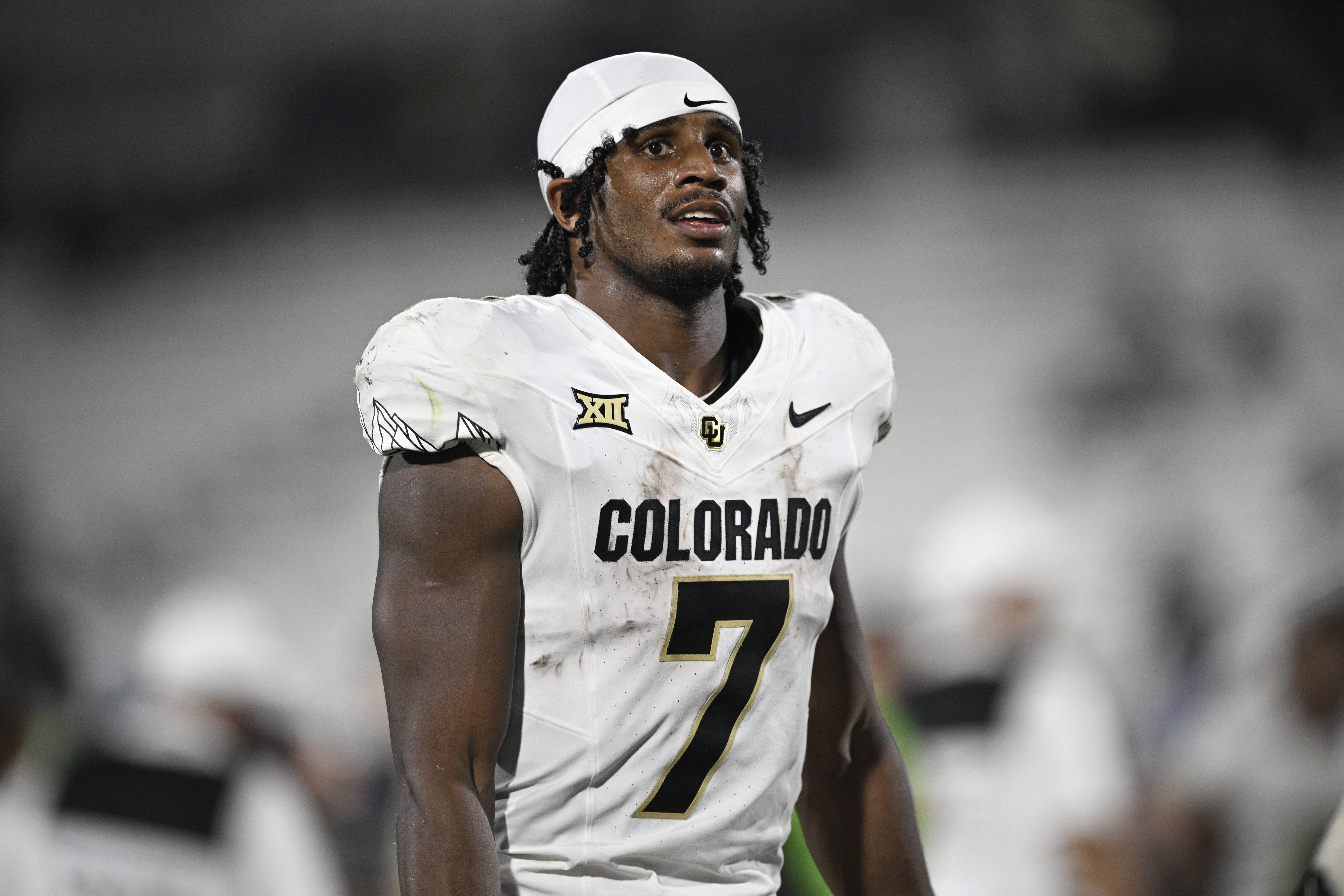 Colorado running back Dallan Hayden (7) leaves the field after a win against Central Florida in an NCAA college football game, Saturday, Sept. 28, 2024, in Orlando, Fla. (AP Photo/Phelan M. Ebenhack) (Phelan M. Ebenhack)