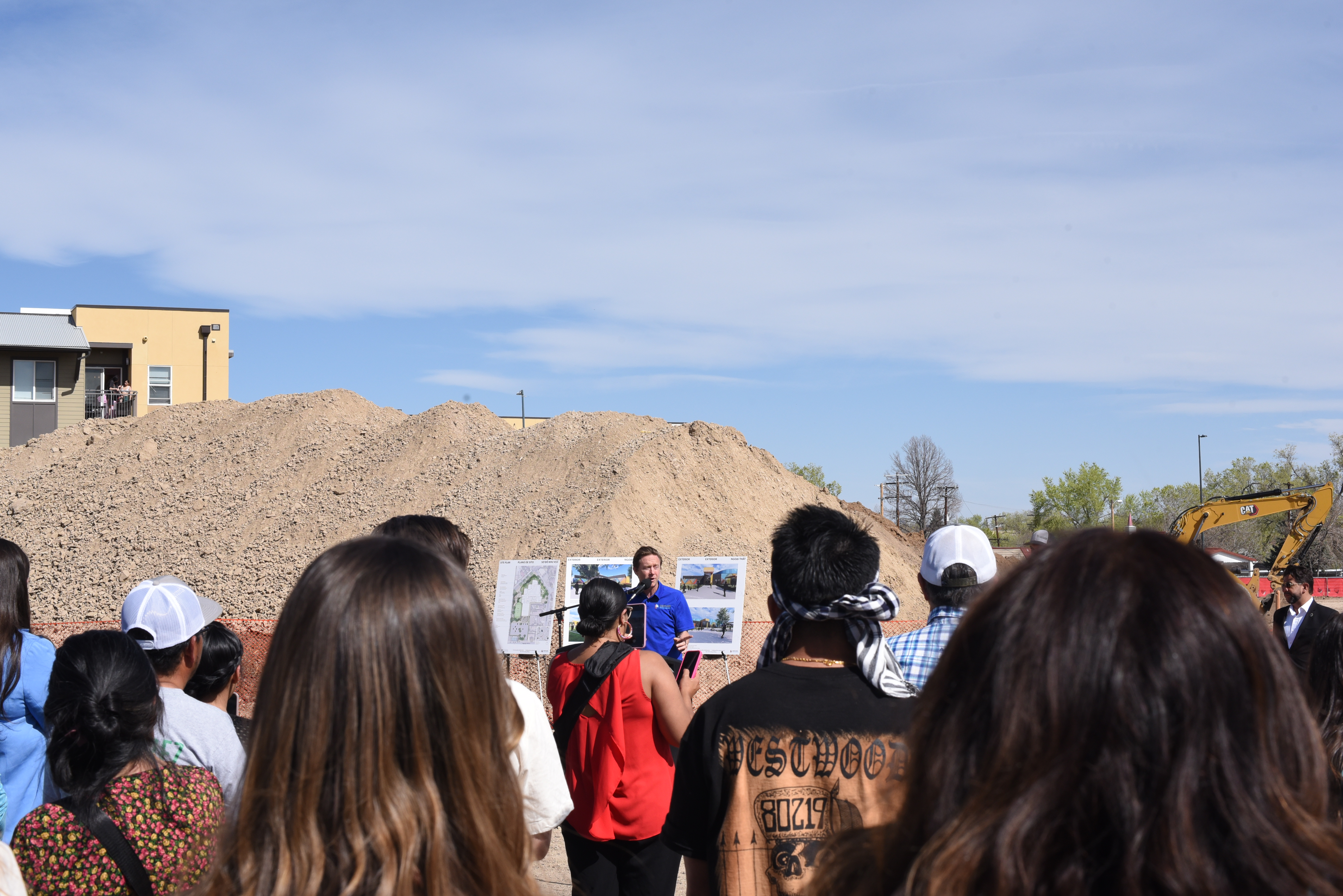 Denver Mayor Mike Johnston gives a speech at the April 12 breaking ground event for the Westwood recreational center. (Michael Braithwaite / The Denver Gazette) (Michael Braithwaite / The Denver Gazette)