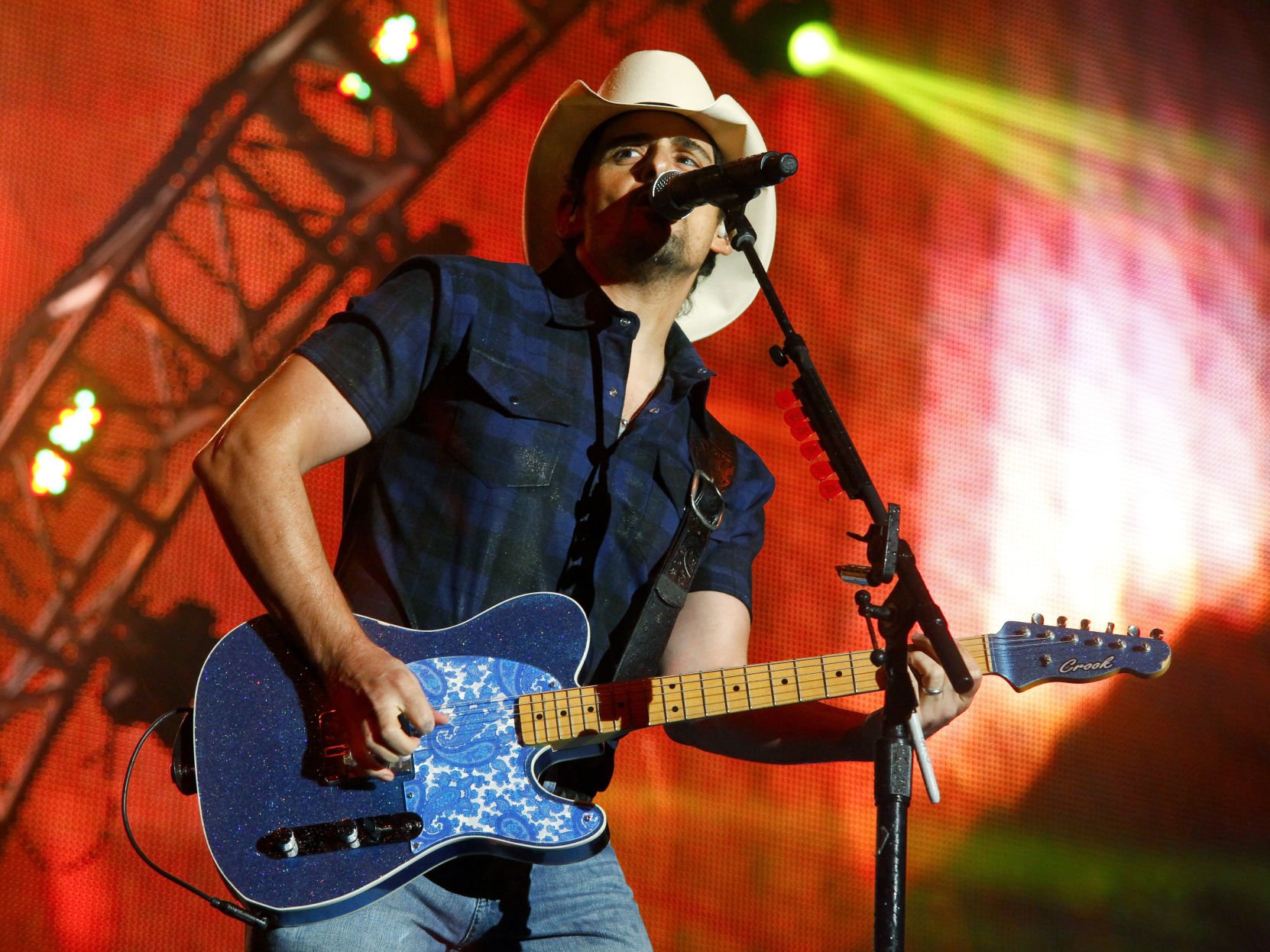 FILE - In this June 27, 2015 file photo, Brad Paisley performs during day two of the 2015 FarmBorough Music Fest in New York. (Photo by Andy Kropa/Invision/AP, File) (Andy Kropa)