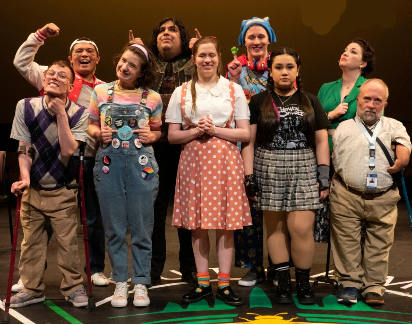 The cast of Phamaly Theatre Company's just-completed staging of the Broadway musical, 'The 25th Annual Putnam County Spelling Bee,' directed by Ben Raanan. (MICHAEL ENSMINGER)