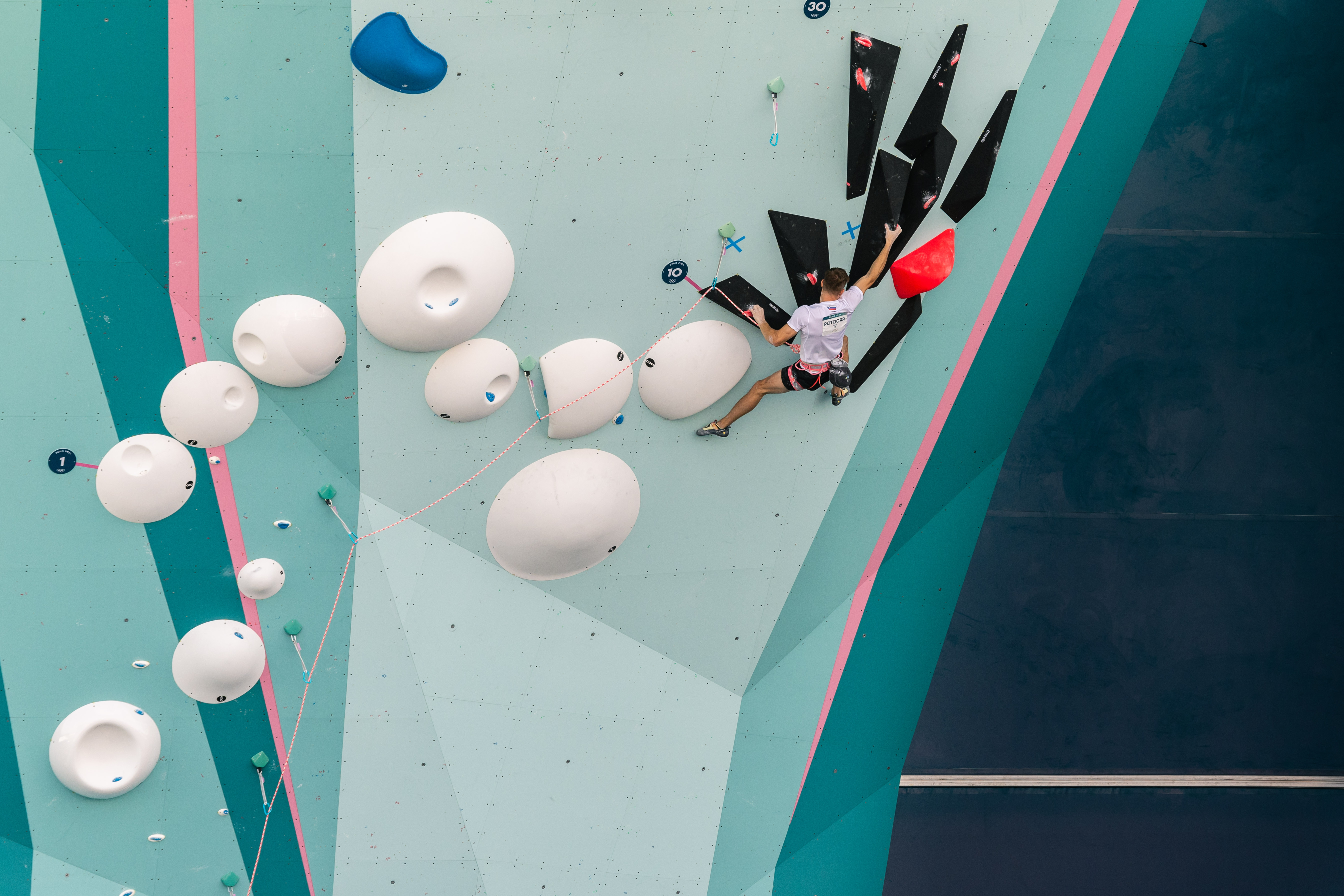 Luka Potocar of Slovenia competes in the men's Boulder & Lead semi-final during the Olympic Games Paris 2024 Aug. 7, 2024. (Photo: Jan Virt/IFSC)