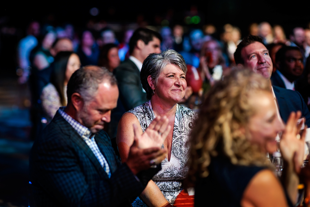 Broncos personnel logistics manager Pam Papsdorf during Broncos Honors on Wednesday, May 31, 2023 at Mission Ballroom in Denver, Colorado. (Courtesy of the Denver Broncos)