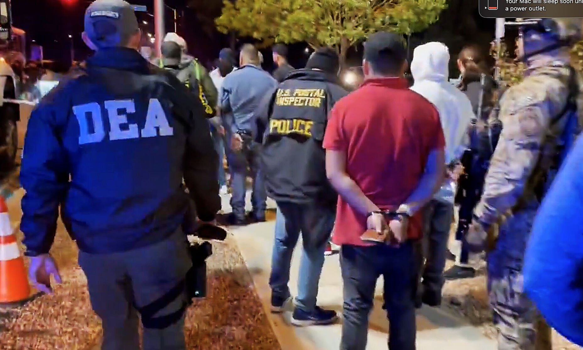 After raiding an underground nightclub in Colorado Springs early Sunday morning, April 27, 2025, about 114 illegal aliens were arrested. Screenshot taken from DEA video