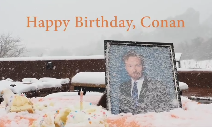 Screenshot from the tongue-in-cheek video made by Colorado Department of Wildlife Rangers celebrating Conan O'Brien's April 18 birthday in his absence. (COLORADO PARKS AND WILDLIFE)