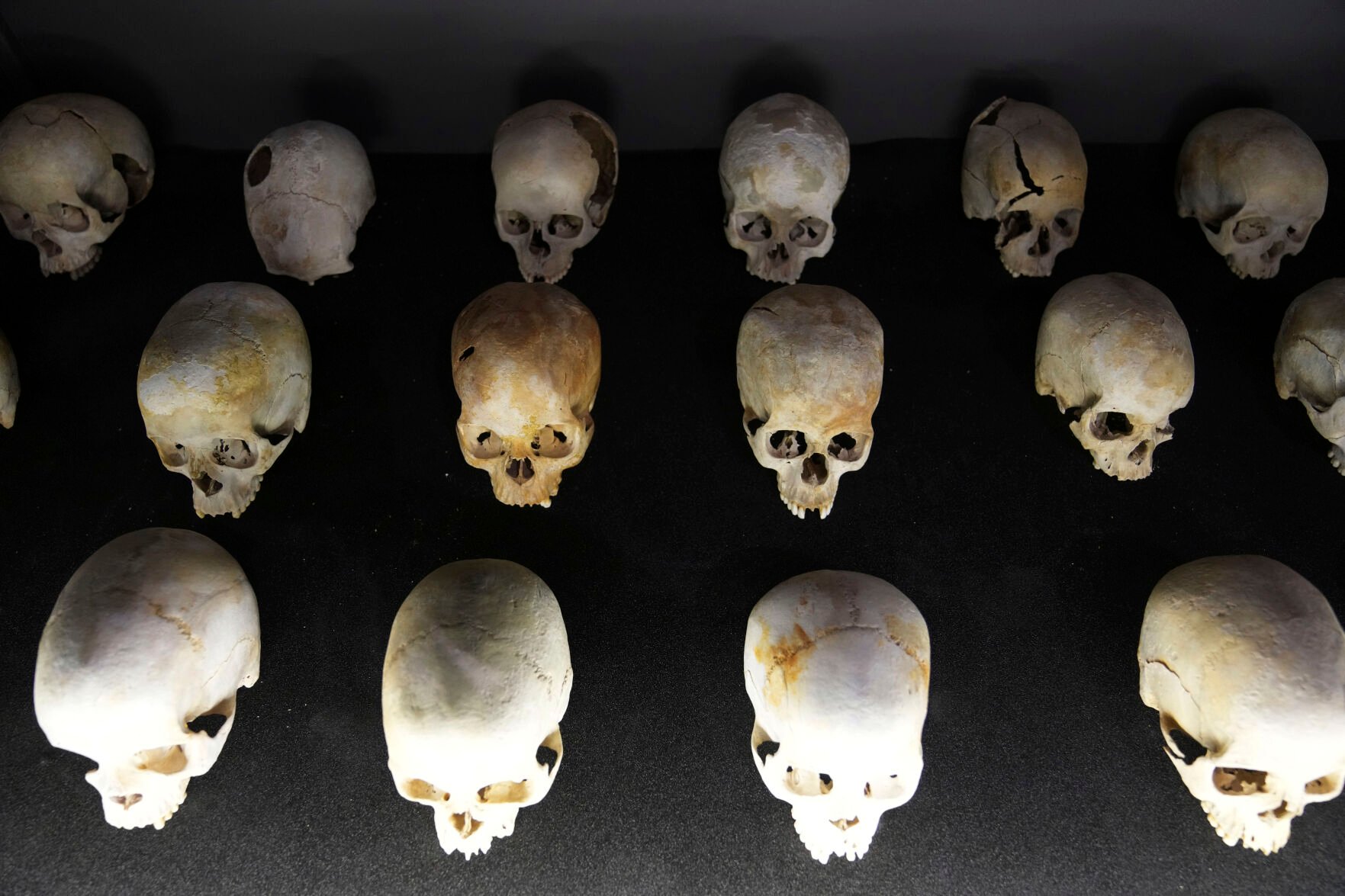 Skulls are on display at the Kigali Memorial for Victims of the 1994 Rwandan genocide in Kigali, Rwanda. (the associated press)