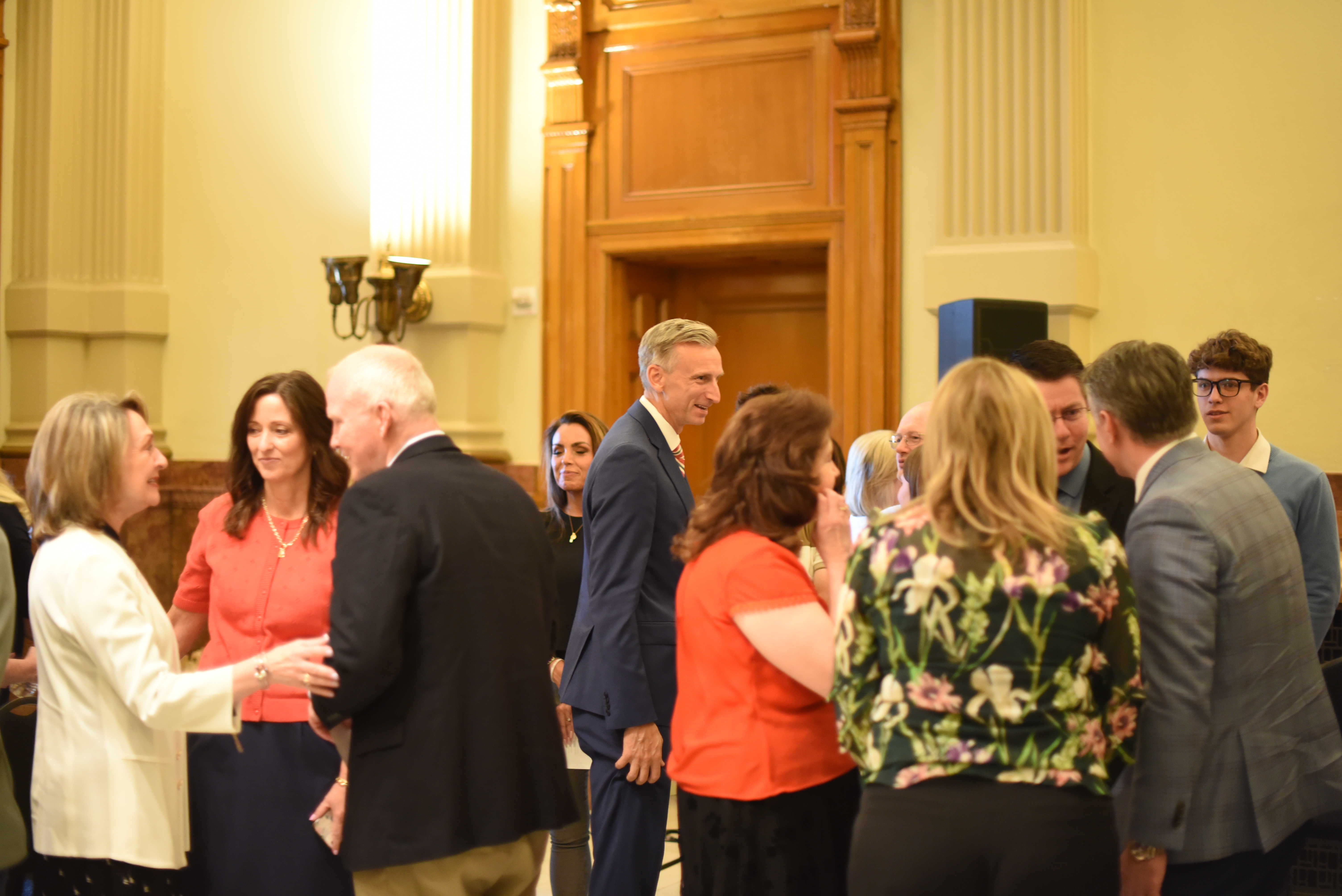 People congregate in the south wing of the Capitol building after the Colorado Religious Freedom Day event concludes. (Michael Braithwaite / The Denver Gazette) (MichaelBraithwaiteBreaking News Reportermichael.braithwaite@gazette.comhttps://secure.gravatar.com/avatar/fb3f78e3ce4a645001819087b4b73d25?d=mm&r=g)