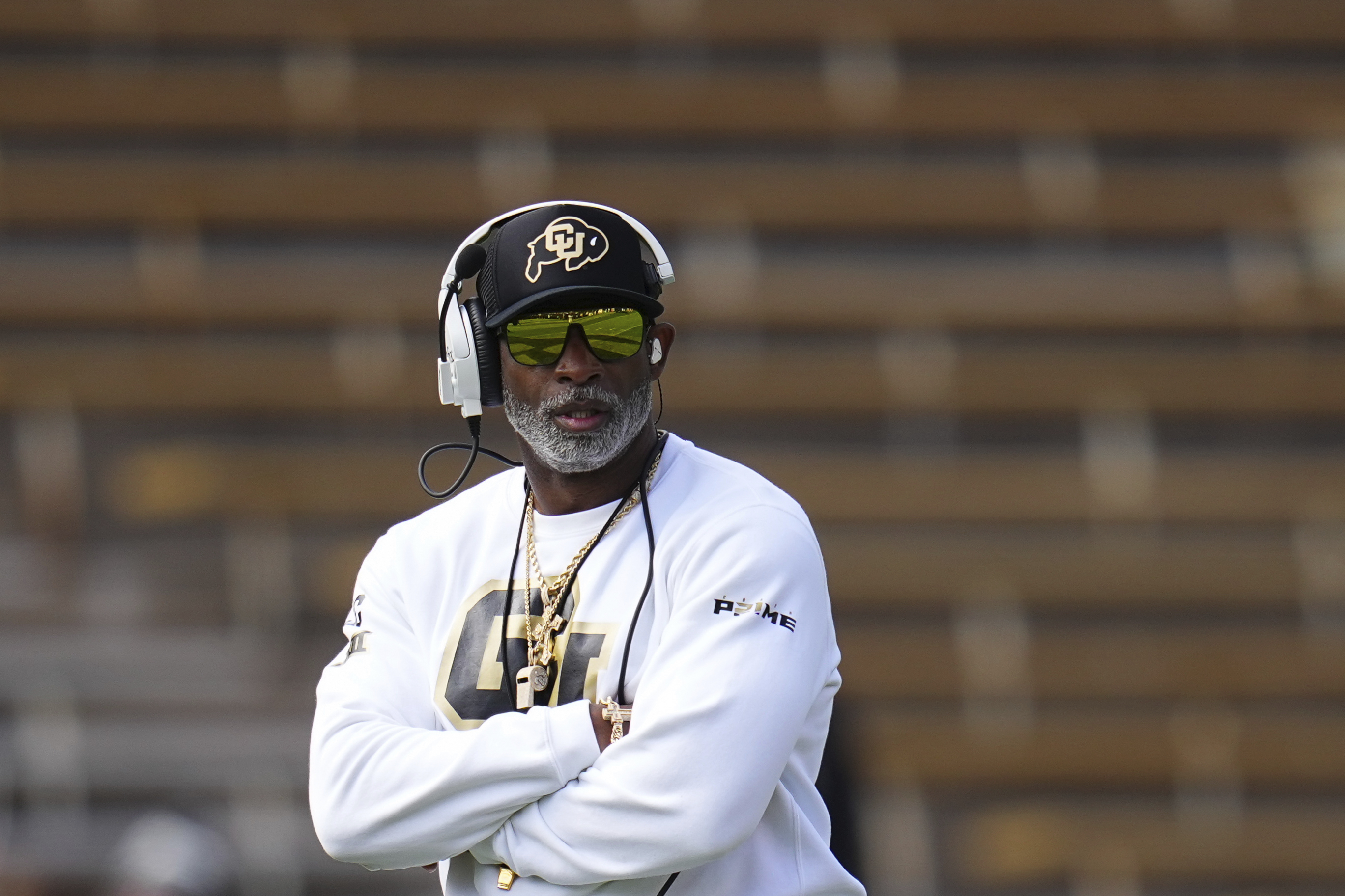 Colorado head coach Deion Sanders looks on during an NCAA college football spring game, Saturday, April 19, 2025, in Boulder, Colo. (AP PhotoJack Dempsey) (Jack Dempsey)