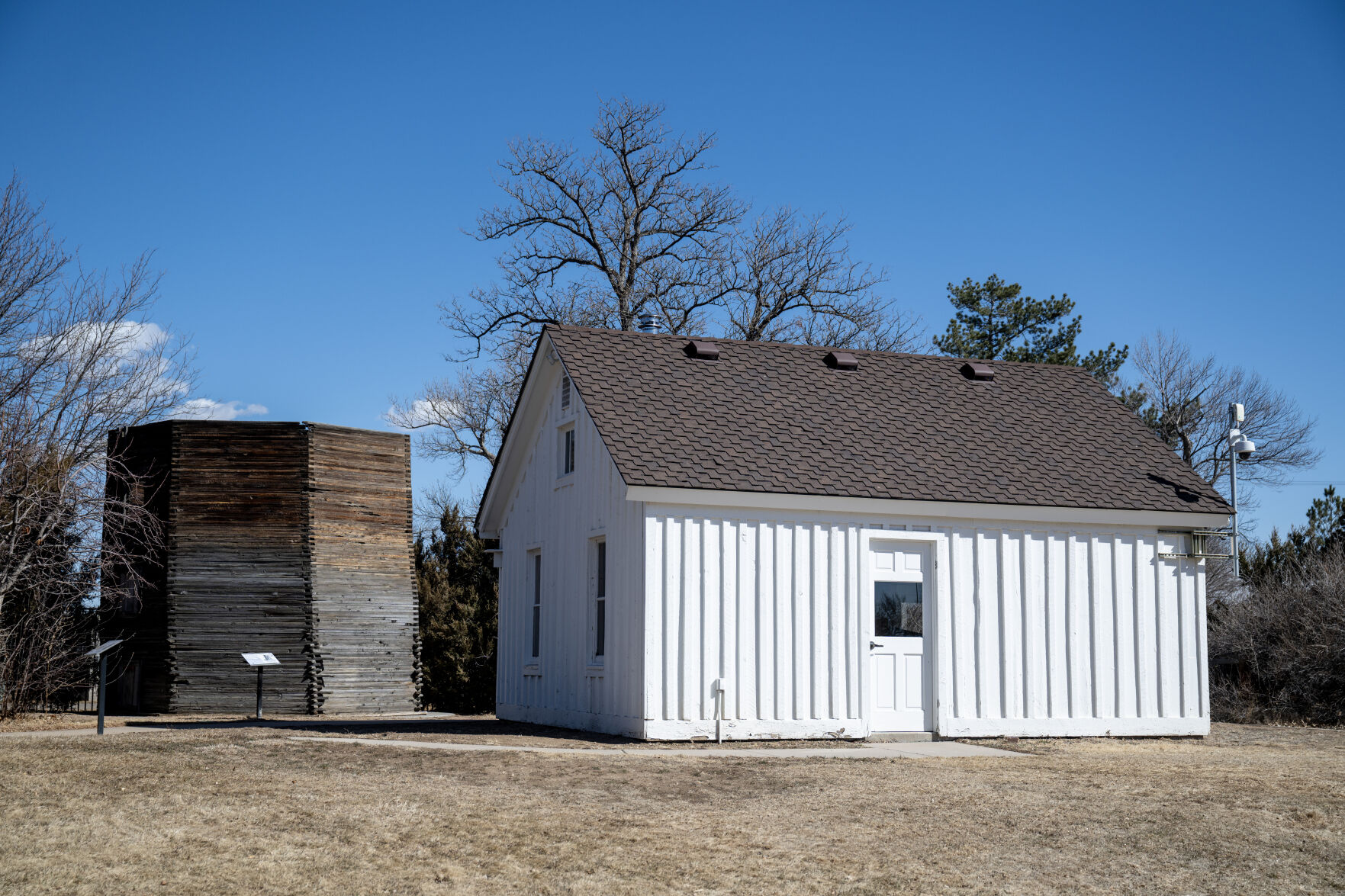 A small building from Rattlesnake Kate’s farm is on display on Tuesday, Feb. 25, 2025, in Greeley, Colo. (Parker Seibold, The Gazette) (Parker Seibold)