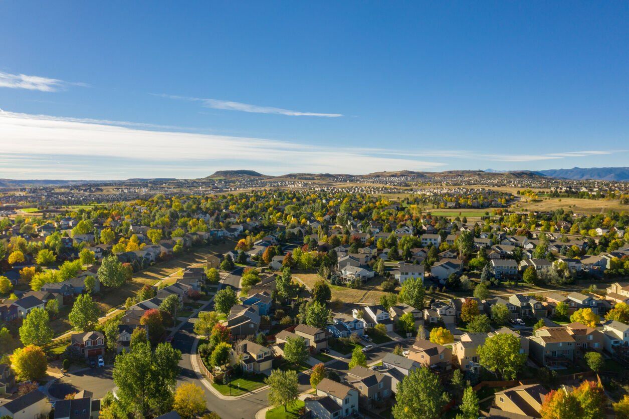 This drone image shows the city of Castle Rock in Douglas County. (iStock.com)