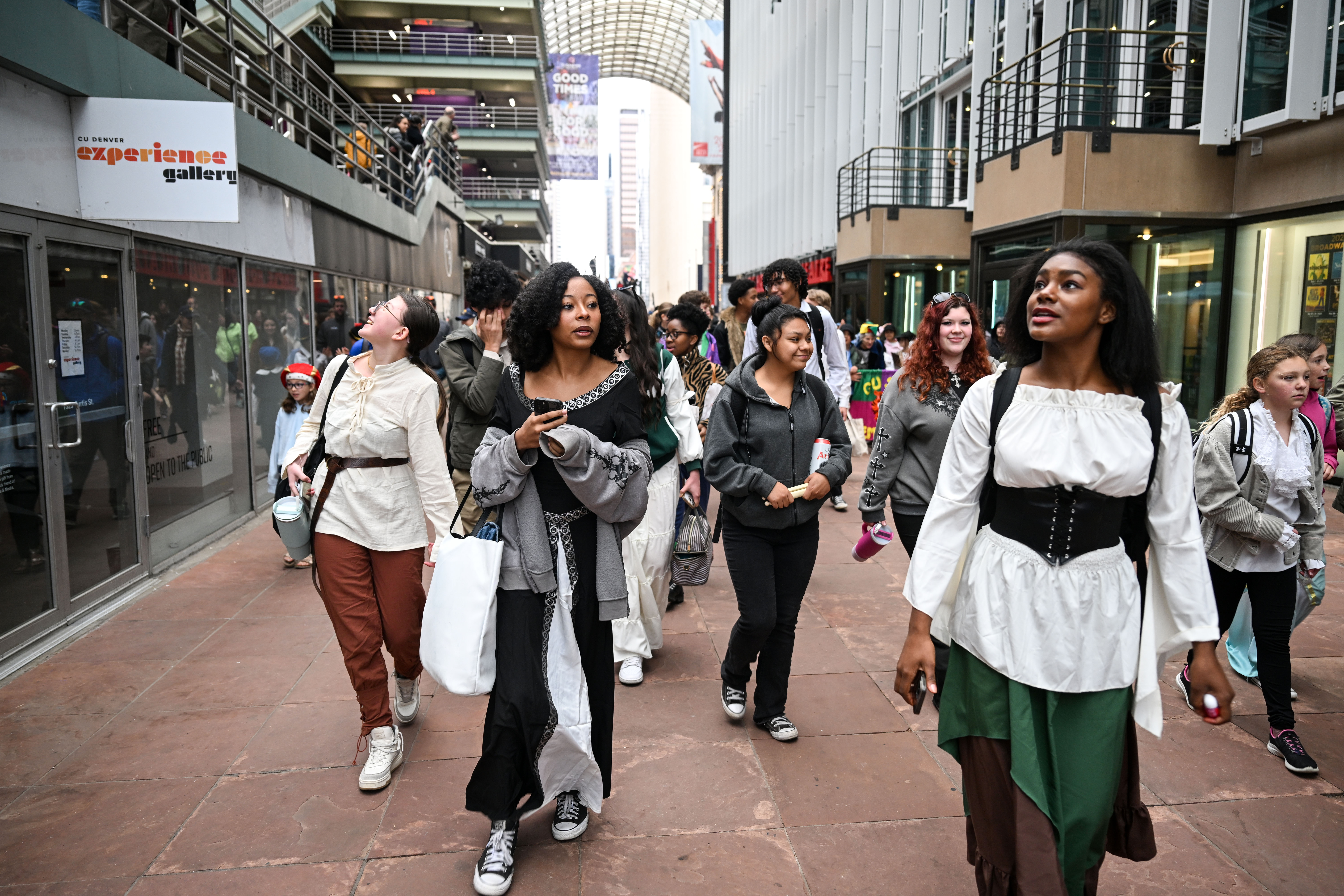 Five thousand students of all ages from Denver Public Schools march from Skyline park to the Denver Center for Performing Arts during the opening parade to kick off the 41st Annual DPS Shakespeare Festival on Friday, April 25, 2025. The festival is the oldest and largest student Shakespeare festival in the country. (Stephen Swofford, Denver Gazette) (StephenSwoffordPhotographerstephen.swofford@gazette.comhttps://secure.gravatar.com/avatar/1ddcaf11c5d70eaa58546ddc4e038687?d=mm&r=g)