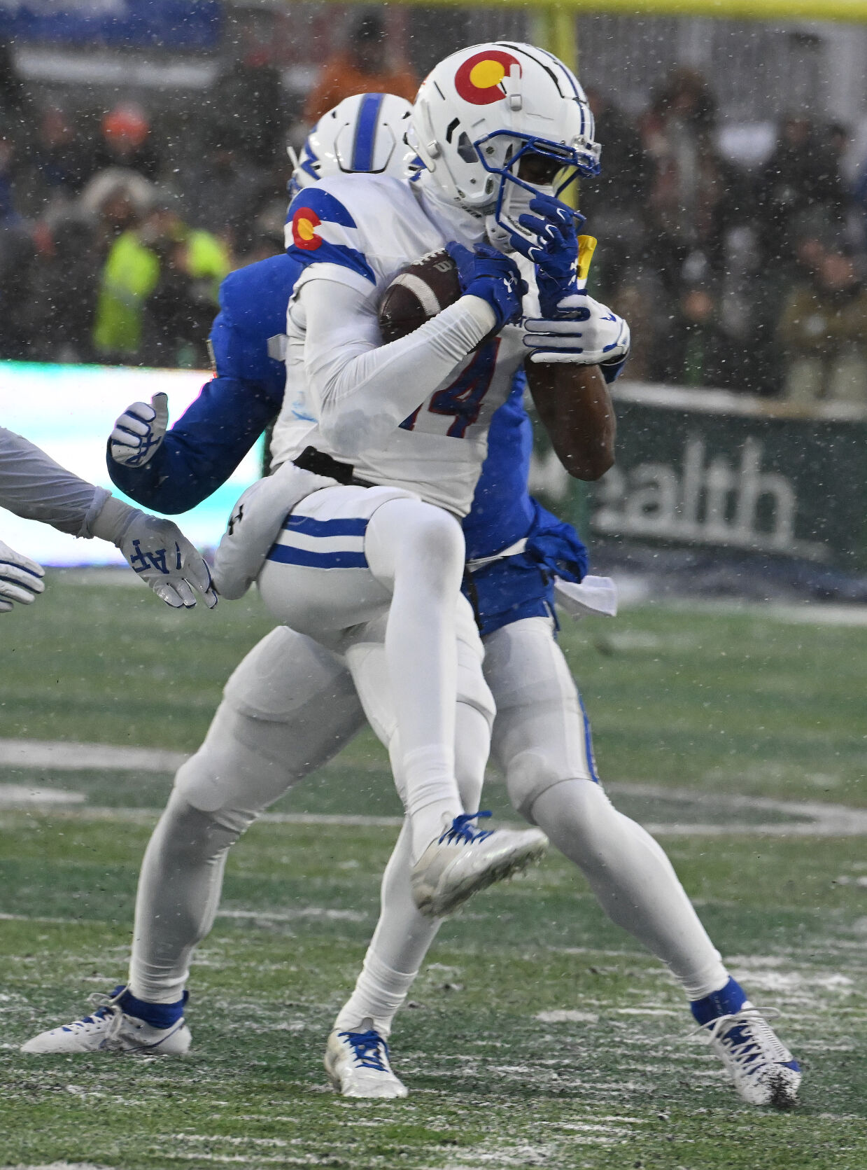 Colorado State Rams wide receiver Tory Horton (14) makes a catch during a game against the AFA in Ft. Collins on Saturday, Oct. 28, 2023. (Photo by Jerilee Bennett, The Gazette)