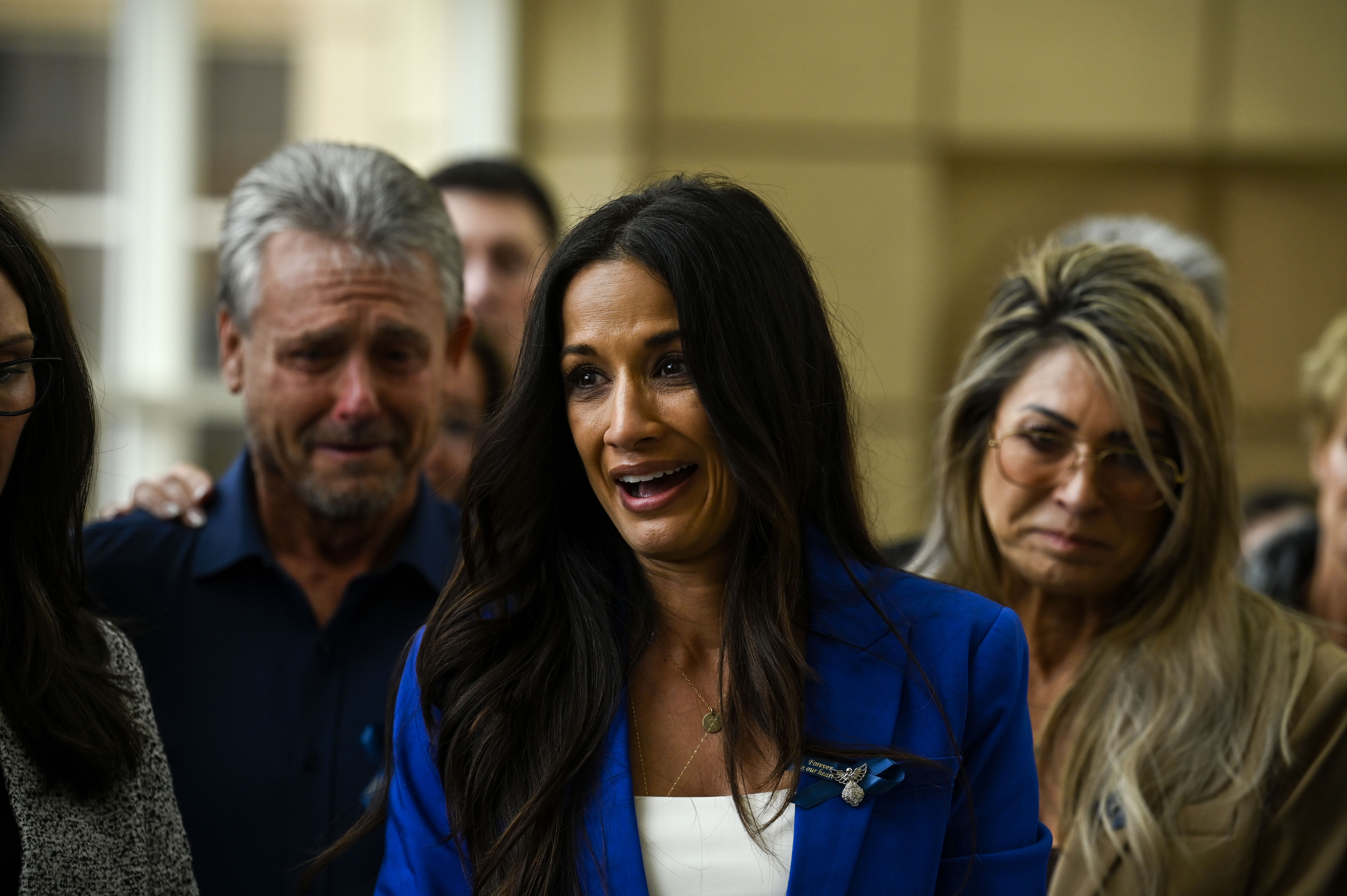 Kelly Bartell, mother of Alexa Bartell, stands with friends and family as she addresses the media in the lobby of the Jefferson County Courthouse after a jury found Joseph Koenig guilty of first-degree murder on Friday, April 25, 2025. Koenig faces life in prison without the possibility of parole for throwing rocks out of the window of his car, killing Alexa two years ago. (Stephen Swofford, Denver Gazette) (StephenSwoffordPhotographerstephen.swofford@gazette.comhttps://secure.gravatar.com/avatar/1ddcaf11c5d70eaa58546ddc4e038687?d=mm&r=g)