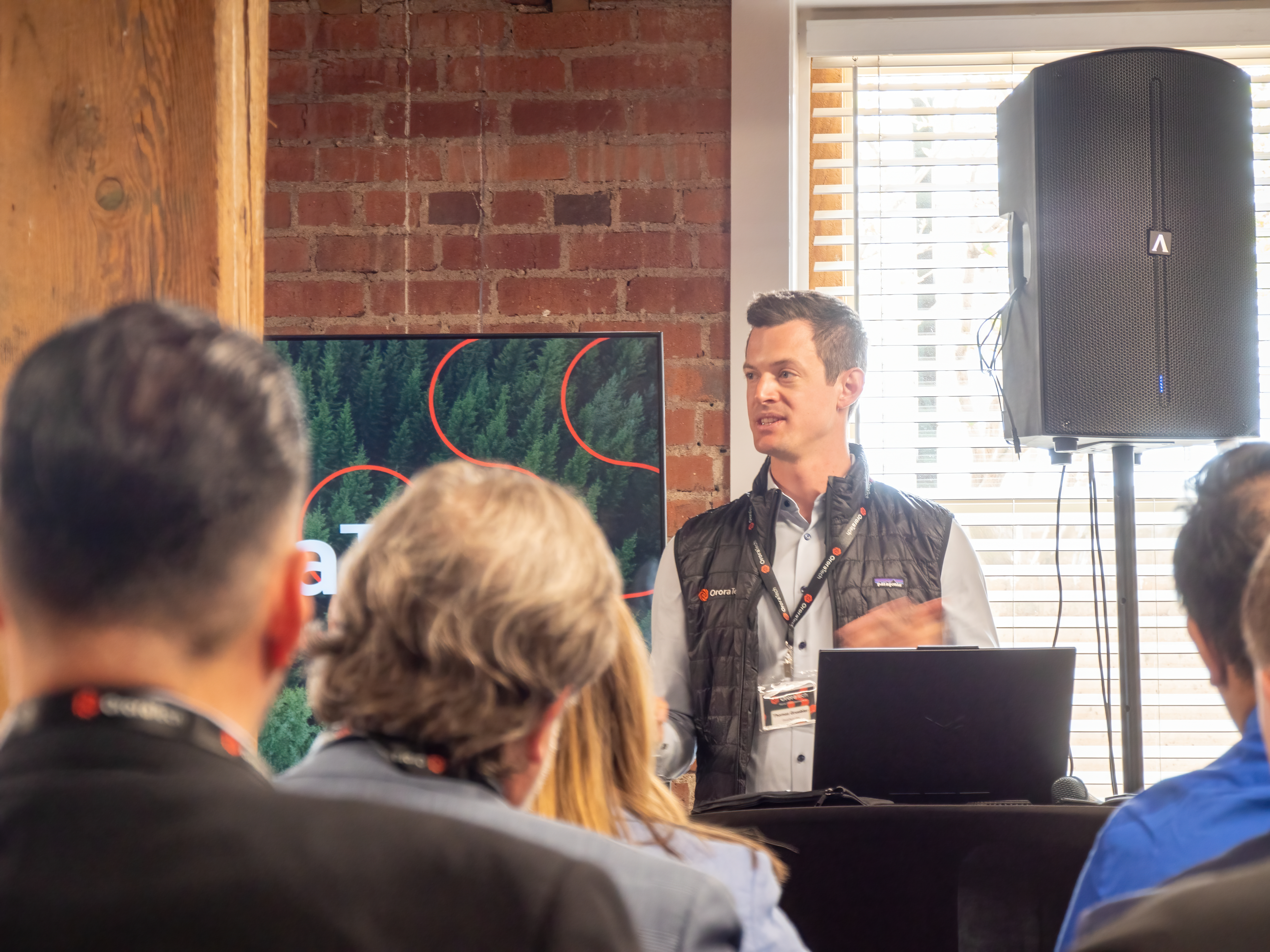 OroraTech cofounder Thomas Gruebler at the opening party for the company's first U.S. office in Downtown Denver. (Courtesy photo, OroraTech)