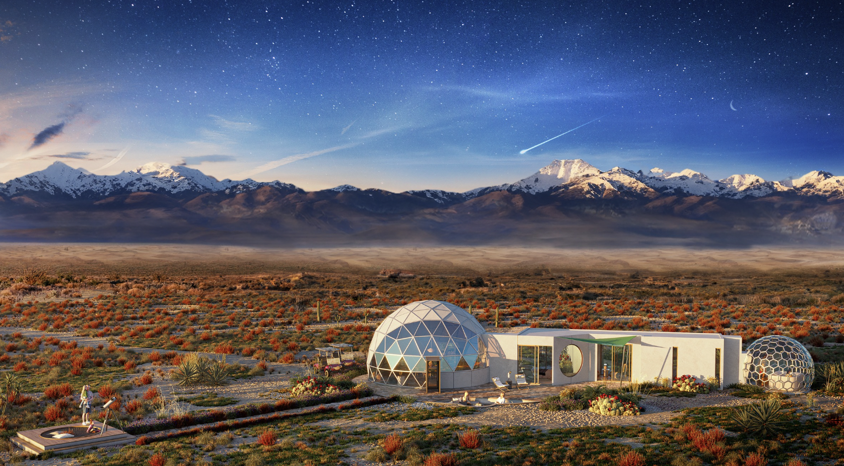 A rendering of the under-construction Kosmos Stargazing Resort in southern Colorado’s San Luis Valley (photos Courtesy of Kosmos Stargazing Resort)