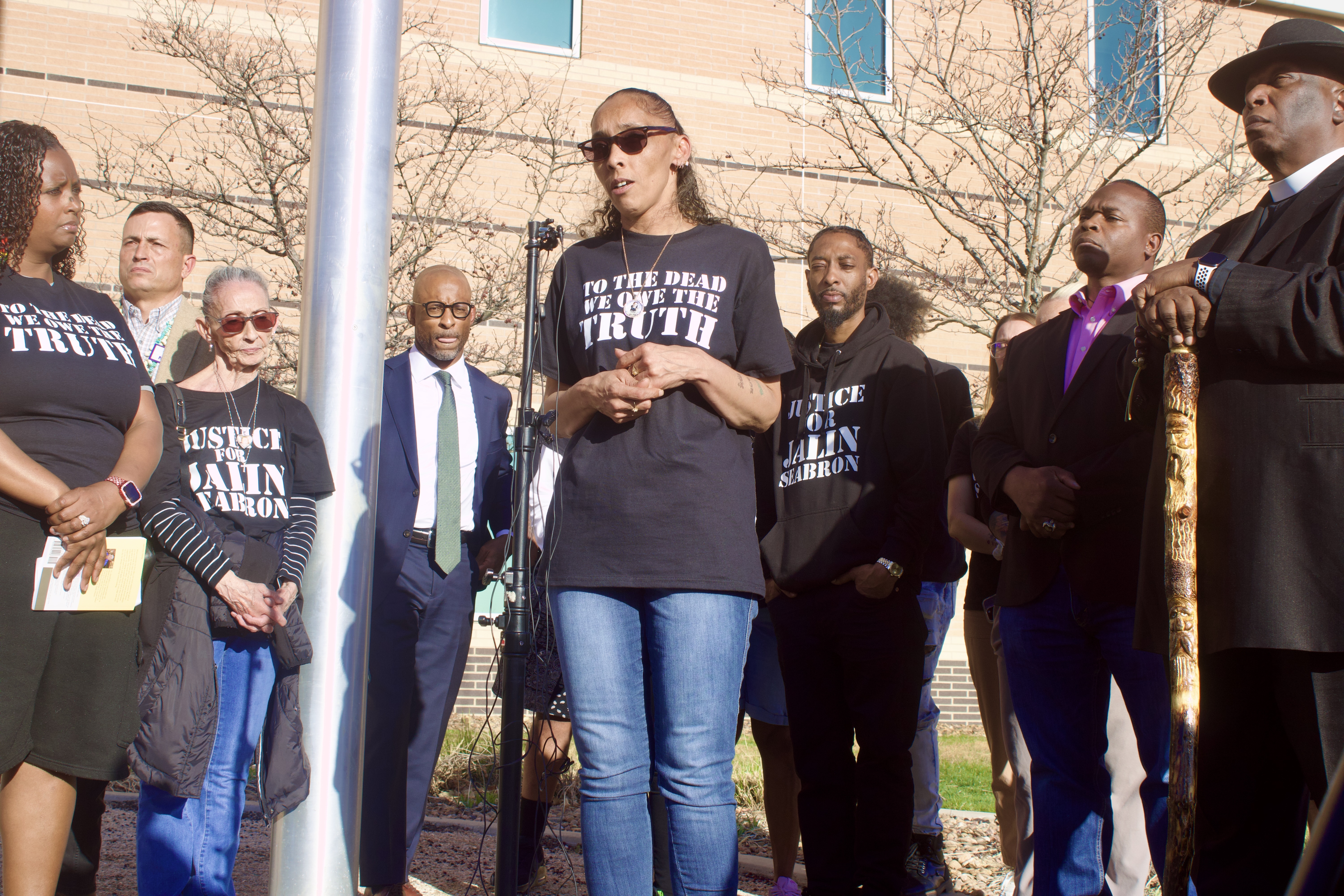 Veronica Seabron, the mother of Jalin Seabron, speaks out against a Douglas County Sheriff's deputy who shot and killed her son on Feb. 8, while outside the Douglas County Justice Center on Monday, April 7 in Castle Rock, Colorado. (NoahFestensteinCity Government Reporternoah.festenstein@denvergazette.comhttps://denvergazette.com/content/tncms/avatars/9/f0/326/9f032698-379f-11ee-8053-8bacbed4931f.60984dba383441d9647e0e740a08a8e6.png)