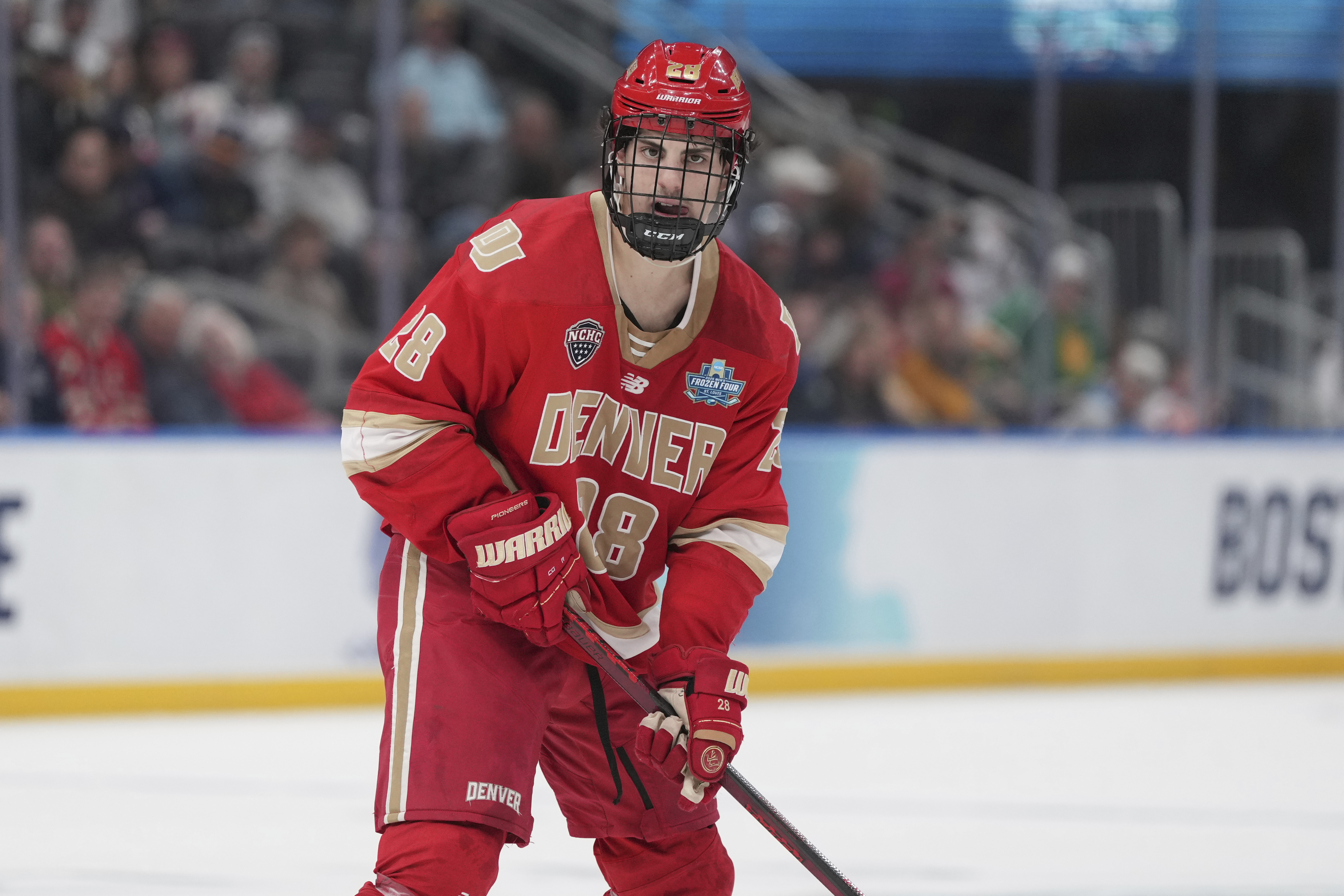 Denver's Zeev Buium is a finalist for the Hobey Baker Award, which will be announced on Friday. (The Associated Press)