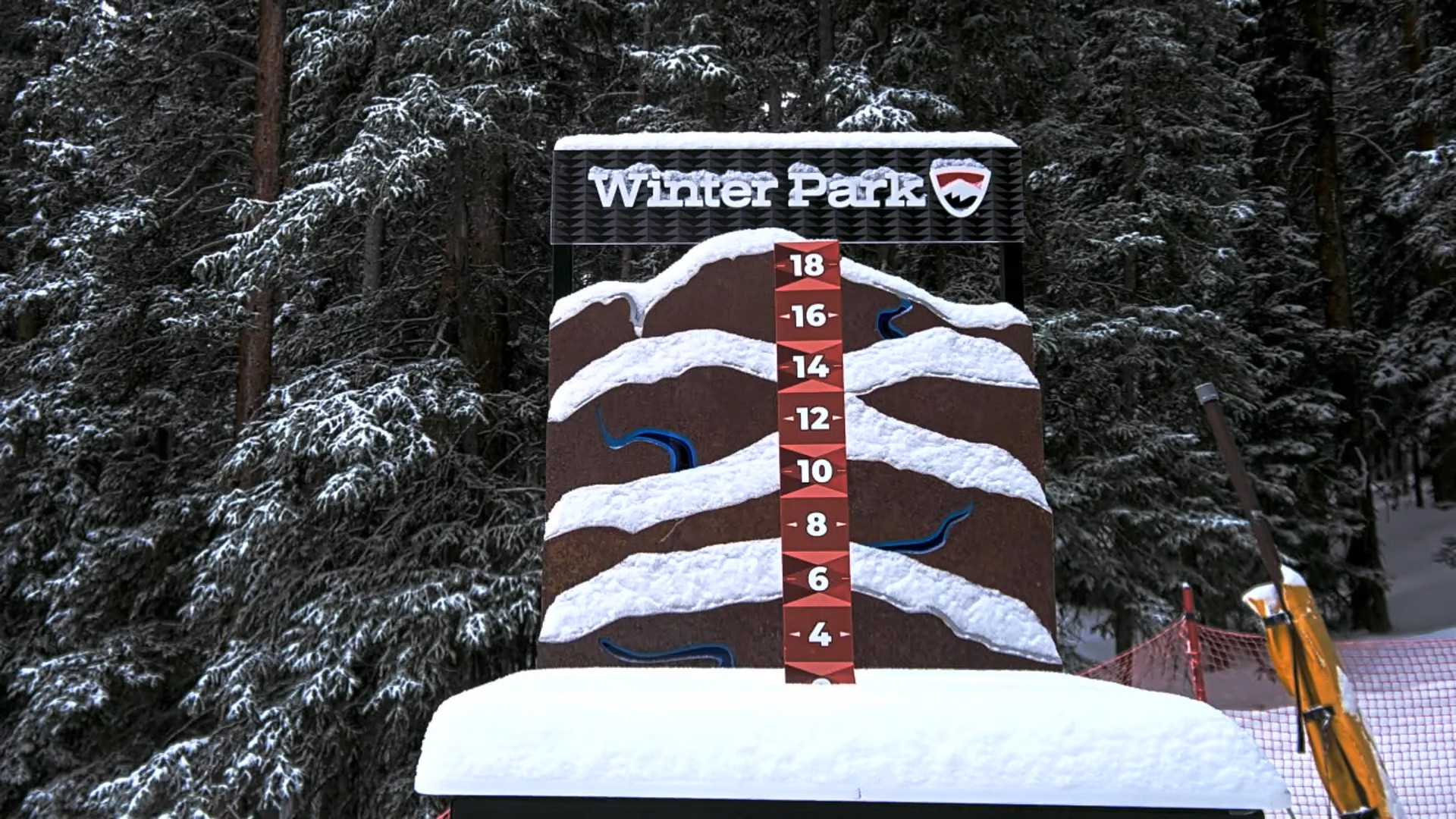 The snow stake web camera at Winter Park resort shows the ski area in Grand County received around 2 inches of snow for first chairs for Monday, April 28, 2025. (Courtesy, Winter Park Resort)