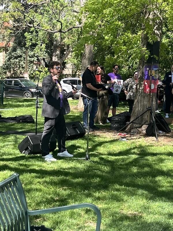 Rep. Javier Mabrey, D-Denver, speaks at a rally at Governor's Park urging Gov. Jared Polis to sign Senate Bill 005 on May 13, 2025. Mabrey was one of the bill's prime sponsors. (MarissaVentrelliReportermarissa.ventrelli@coloradopolitics.comhttps://secure.gravatar.com/avatar/52a7afcad9fc4339f1e3225c6b2814d4?d=mm&r=g)