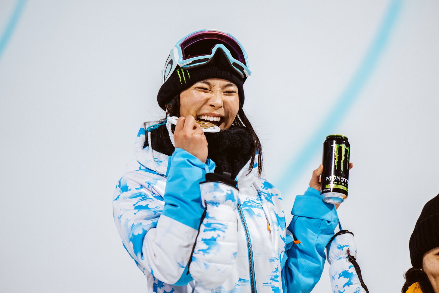 Chloe Kim of the USA celebrates winning gold in the Monster Energy Women’s Snowboard SuperPipe Final on day 1 of the X Games Aspen 2024 on January 26, 2024 in Aspen, Colo. (Parker Seibold, The Gazette)