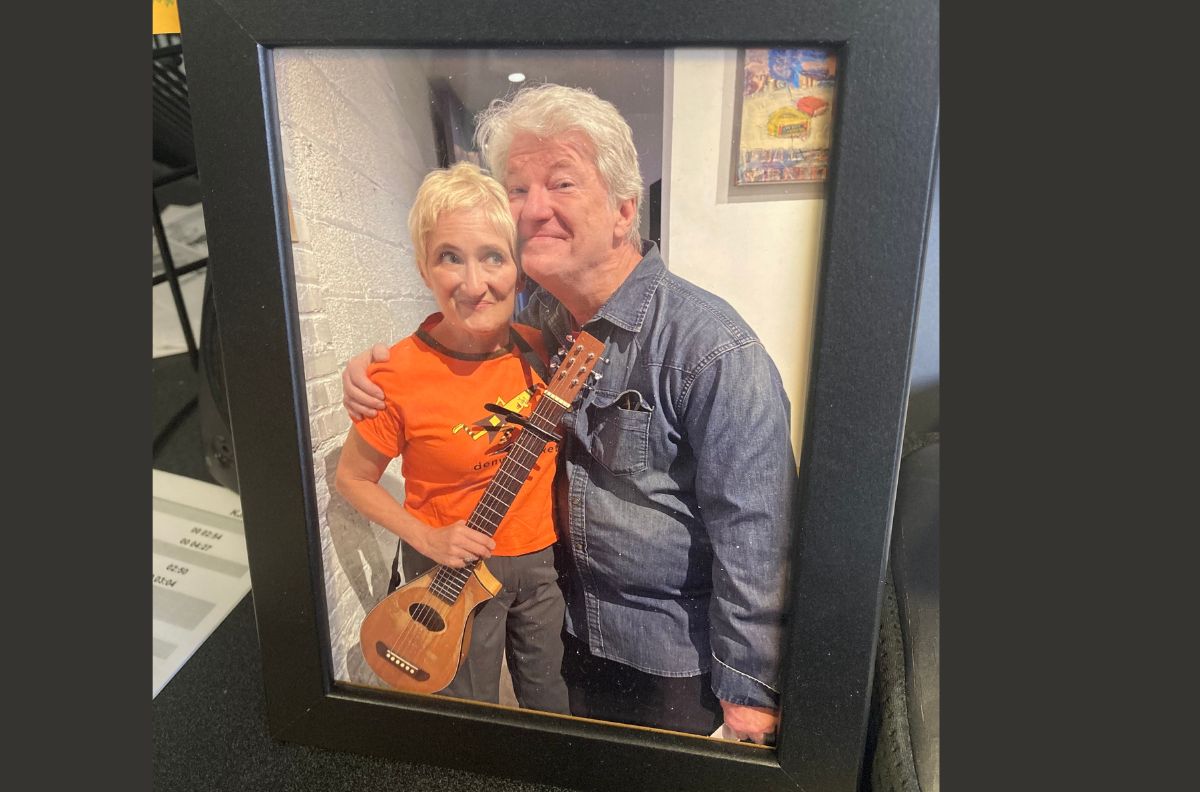Jill Sobule with Ron Bostwick of 105.5 The Colorado Sound (Courtesy photo, COLORADO SOUND)