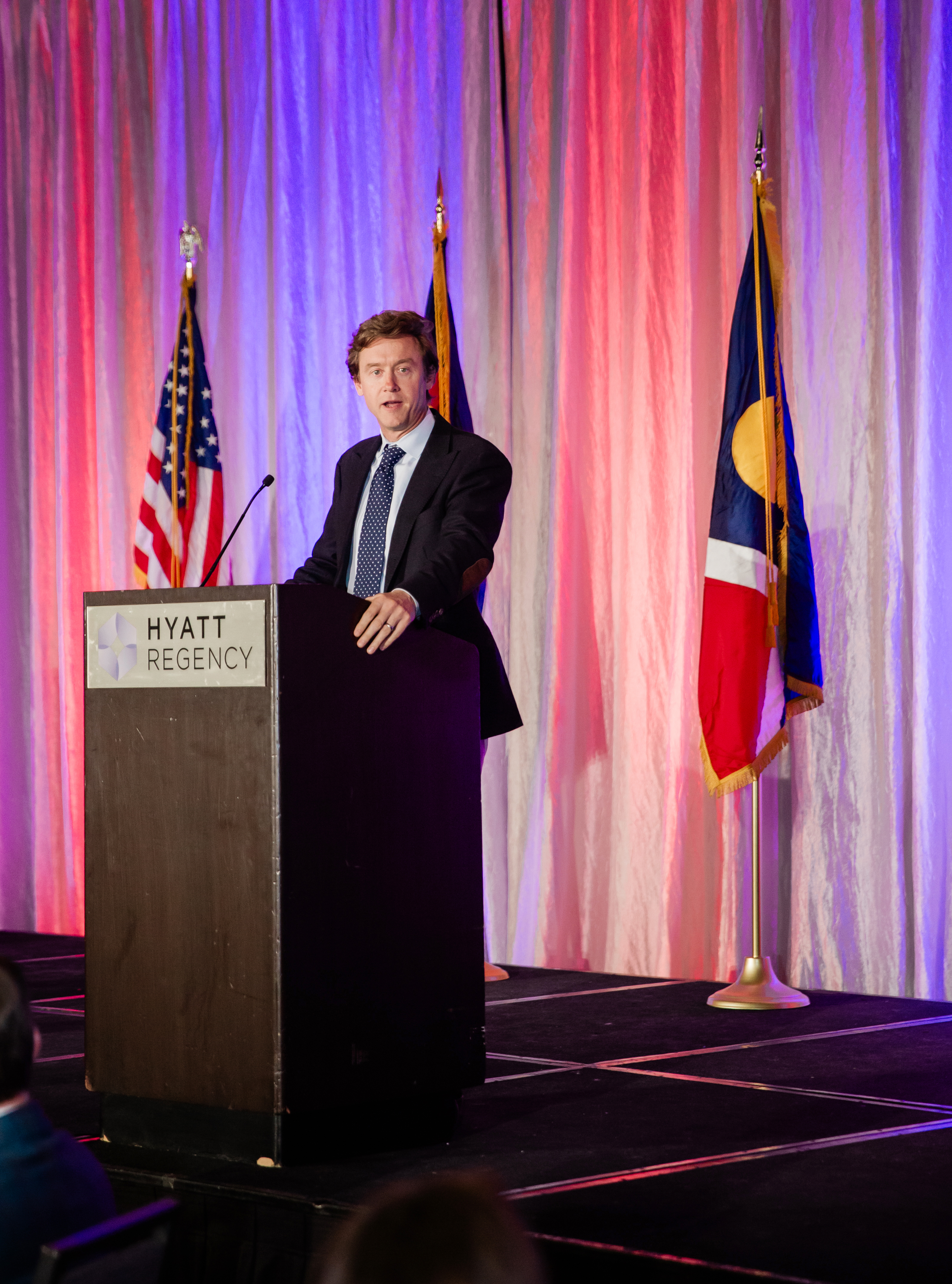 Denver Mayor Mike Johnston addresses the crowd at the Denver Police Foundation Honoring our Heroes gala Thursday at the Hyatt Regency Convention Center in Denver. (Courtesy photo, Jen Creed/Denver Police Foundation) (Courtesy photo, Jen Creed/Denver Police Foundation)