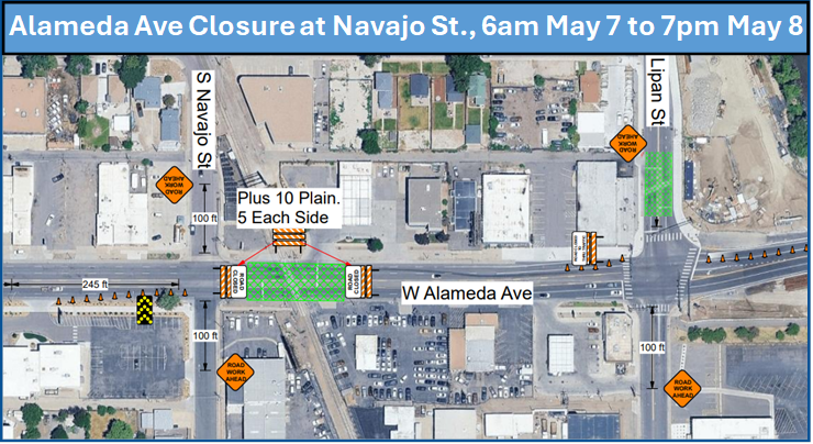 West Alameda Avenue closure starts Wednesday