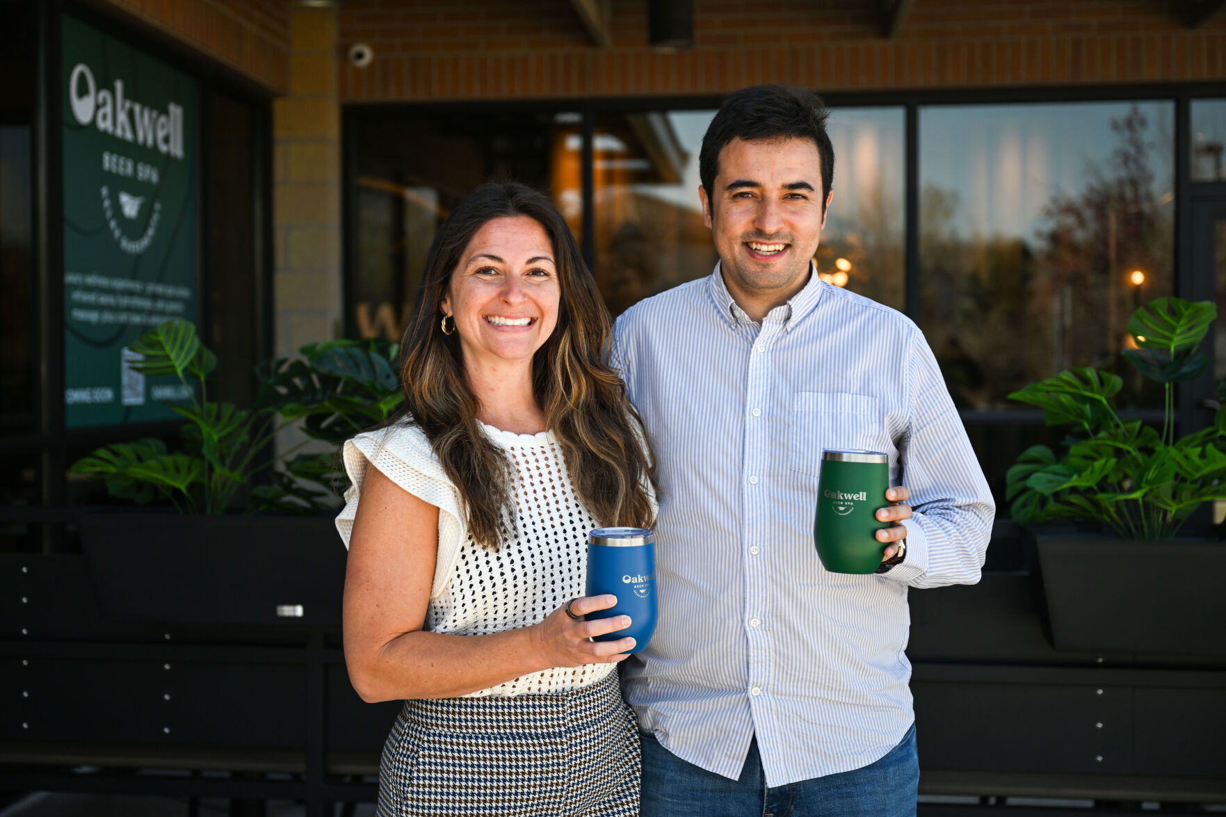 Jessica Zouaoui, left, and her husband Damien, owners of Oakwell Beer Spa, pose for a photo outside their new location in Highlands Ranch on Thursday, April 10, 2025. (Stephen Swofford, Denver Gazette) (StephenSwoffordPhotographerstephen.swofford@gazette.comhttps://secure.gravatar.com/avatar/1ddcaf11c5d70eaa58546ddc4e038687?d=mm&r=g)