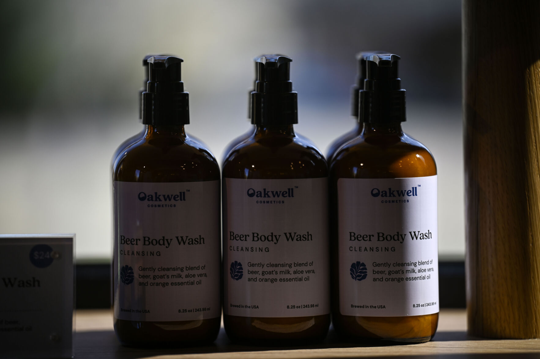 Bottles of Beer Body Wash stand on display in the lobby of Oakwell Beer Spa in Highlands Ranch on Thursday, April 10, 2025. (Stephen Swofford, Denver Gazette) (StephenSwoffordPhotographerstephen.swofford@gazette.comhttps://secure.gravatar.com/avatar/1ddcaf11c5d70eaa58546ddc4e038687?d=mm&r=g)