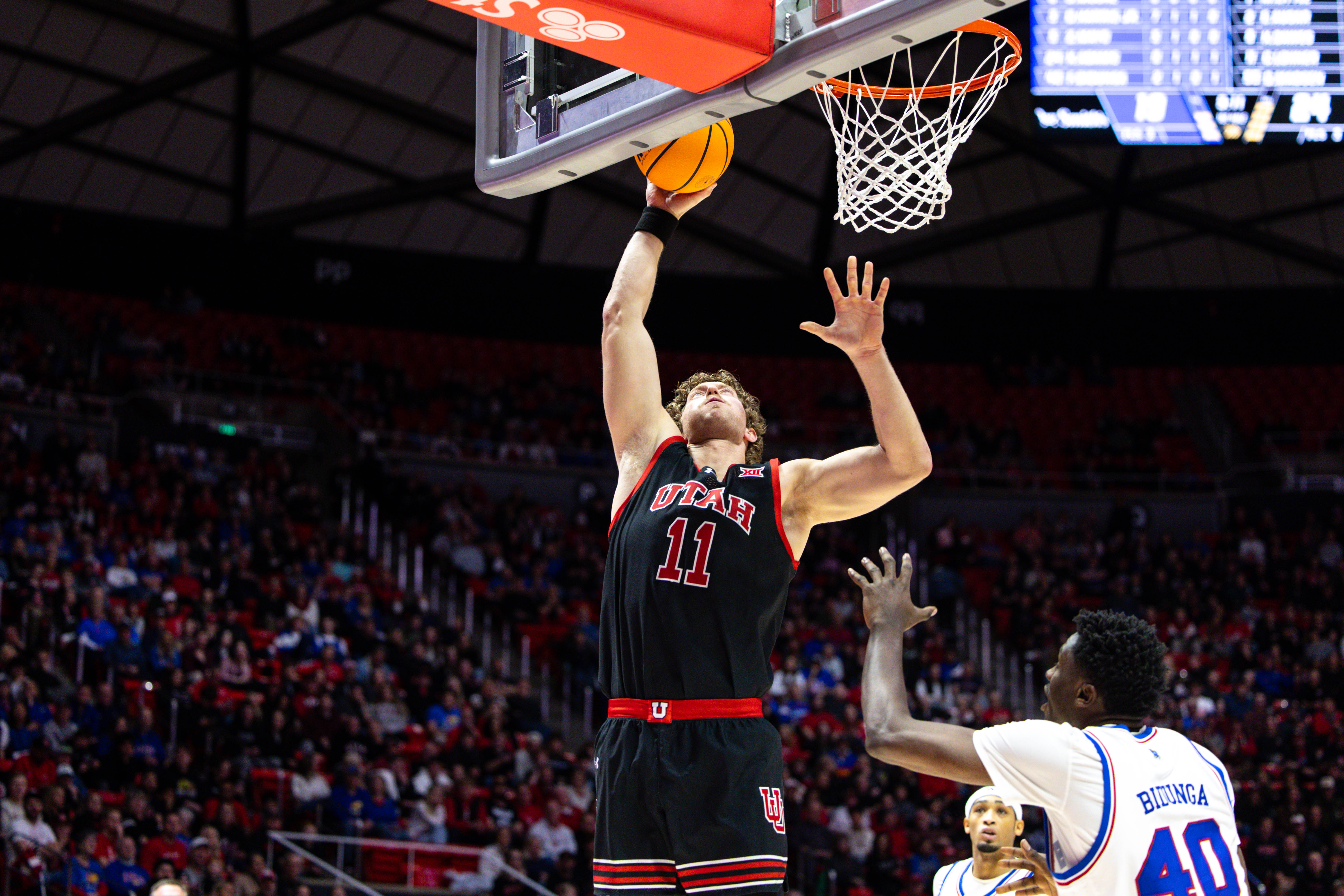 Utah Utes vs. Kansas Jayhawks at Jon M. Huntsman Center in Salt Lake City, UT on Saturday, February 15, 2025. (Anna Fuder/Utah Athletics) (Anna Fuder)