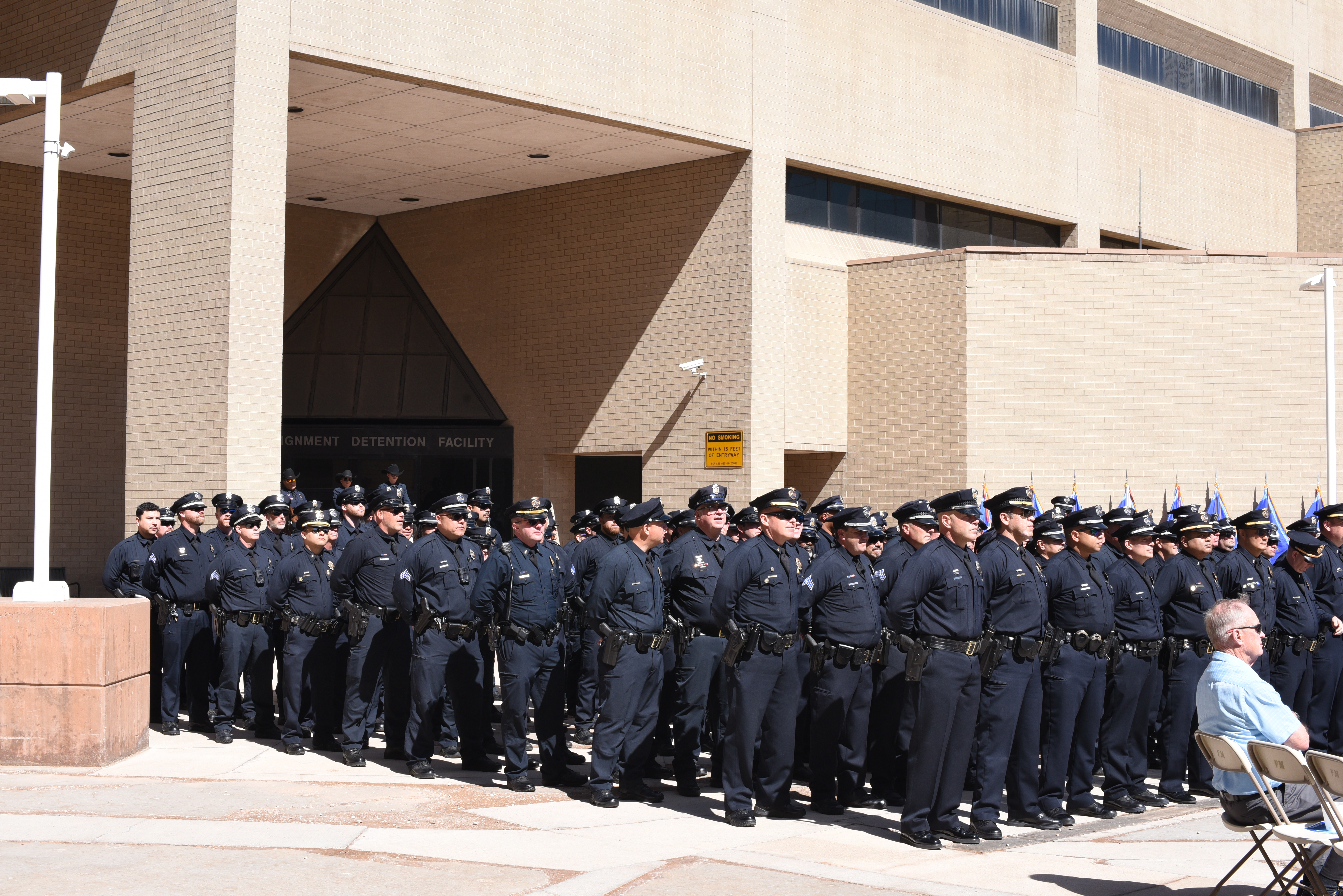 Denver Police Department officers line up in formation before the department's fallen officers memorial ceremony on Thursday, May 15. (Michael Braithwaite / The Denver Gazette) (MichaelBraithwaiteBreaking News Reportermichael.braithwaite@gazette.comhttps://secure.gravatar.com/avatar/fb3f78e3ce4a645001819087b4b73d25?d=mm&r=g)