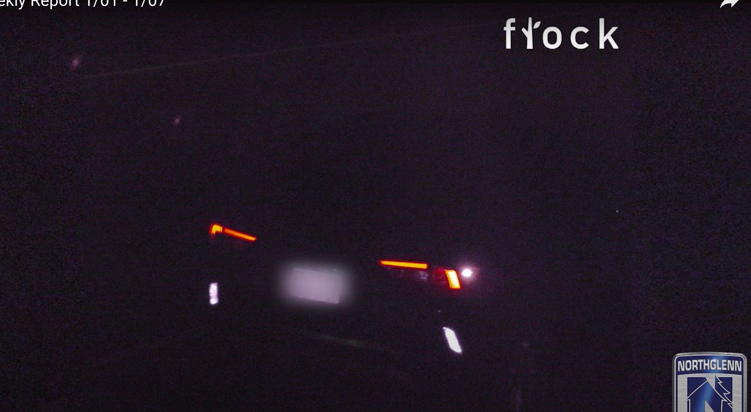Image from a Flock license plate reader, which spots license plates on stolen cars. (Courtesy photo, Northglenn Police Department)