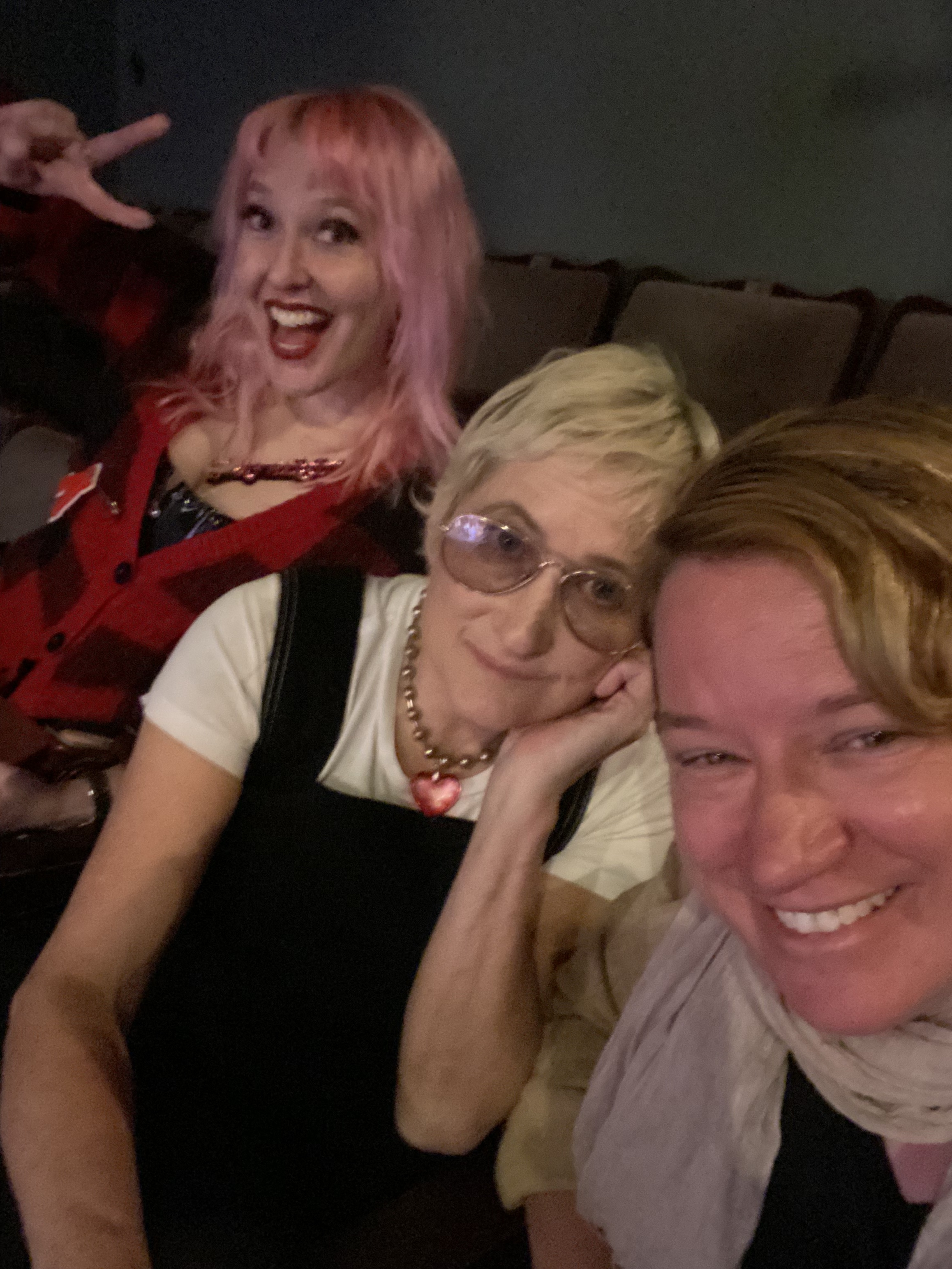 Krista Knight, left, Jill Sobule, left, and director Wendy C. Goldberg of the stage musical “Crimson Lit.