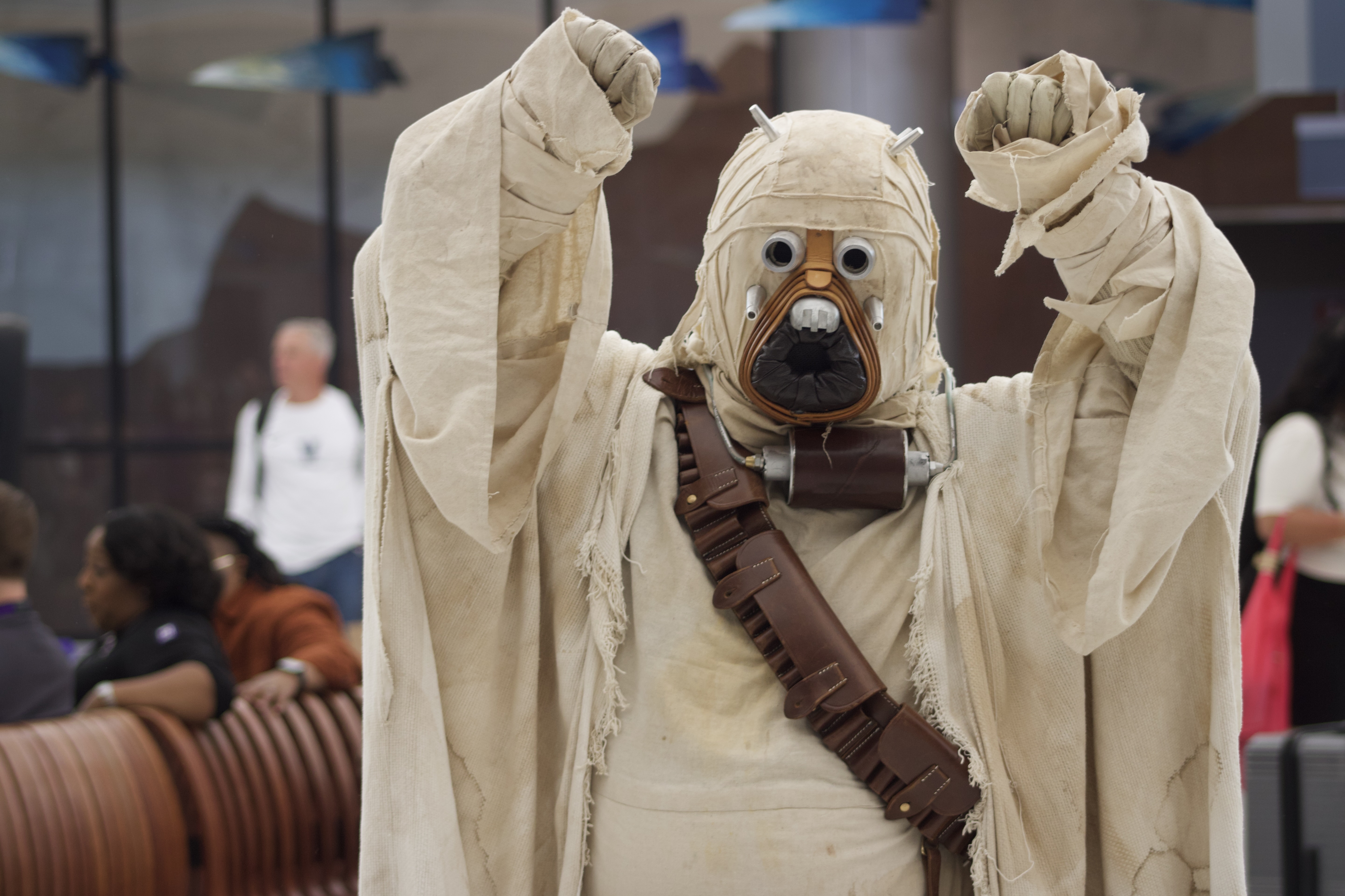 A Tusken Raider, who traveled in from Tatooine, celebrates Star Wars Day at Denver International Airport on Sunday, May 4 in Denver, Colorado. (NoahFestensteinCity Government Reporternoah.festenstein@denvergazette.comhttps://denvergazette.com/content/tncms/avatars/9/f0/326/9f032698-379f-11ee-8053-8bacbed4931f.60984dba383441d9647e0e740a08a8e6.png)