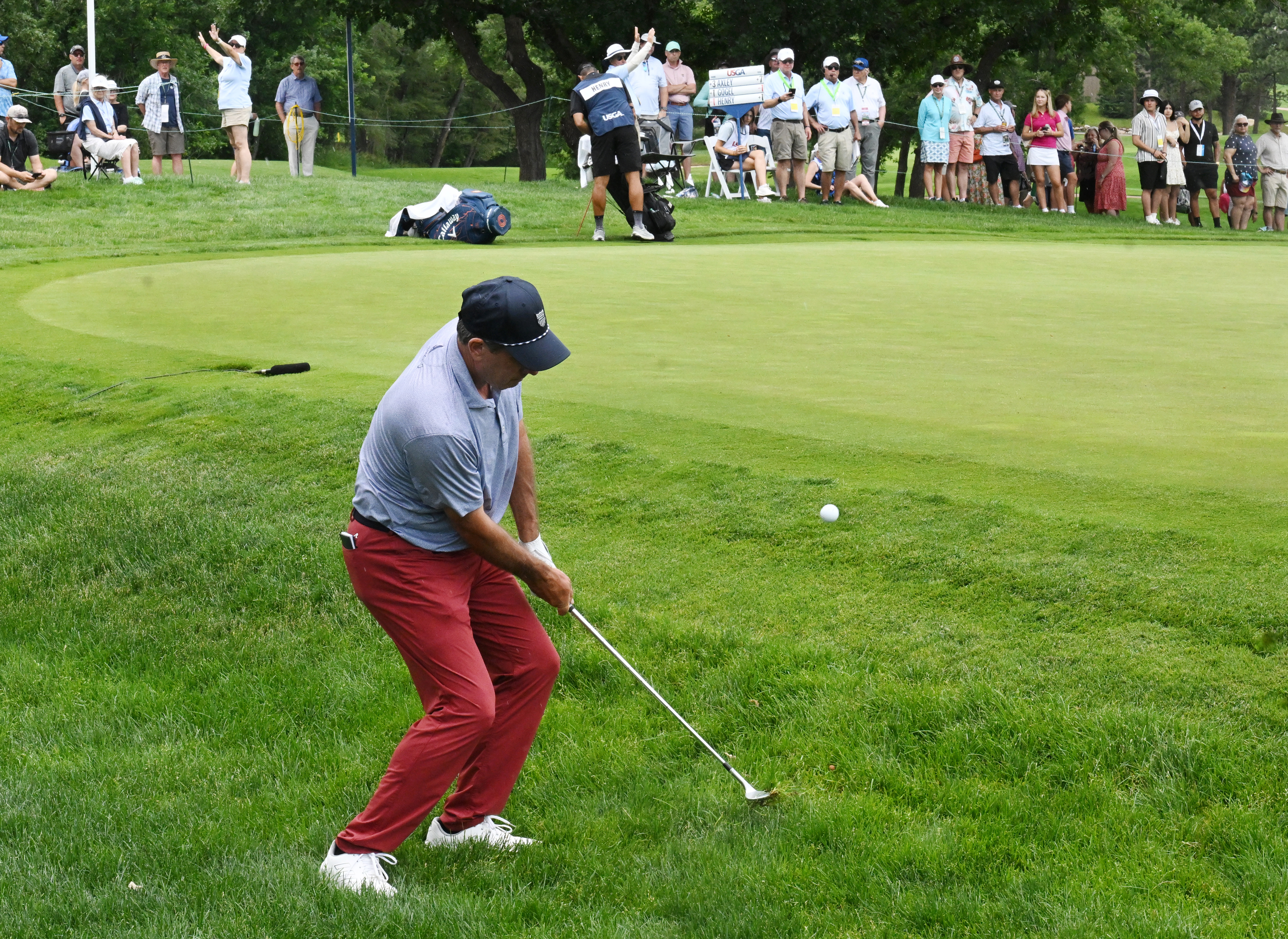 Matt Gogel chips onto the 6th hole at the U.S. Senior Open Championship at the Broadmoor Golf Club on Friday, June 27, 2025. This was the second day of competition being held in Colorado Springs, Colorado. (Jerilee Bennett, The Gazette)