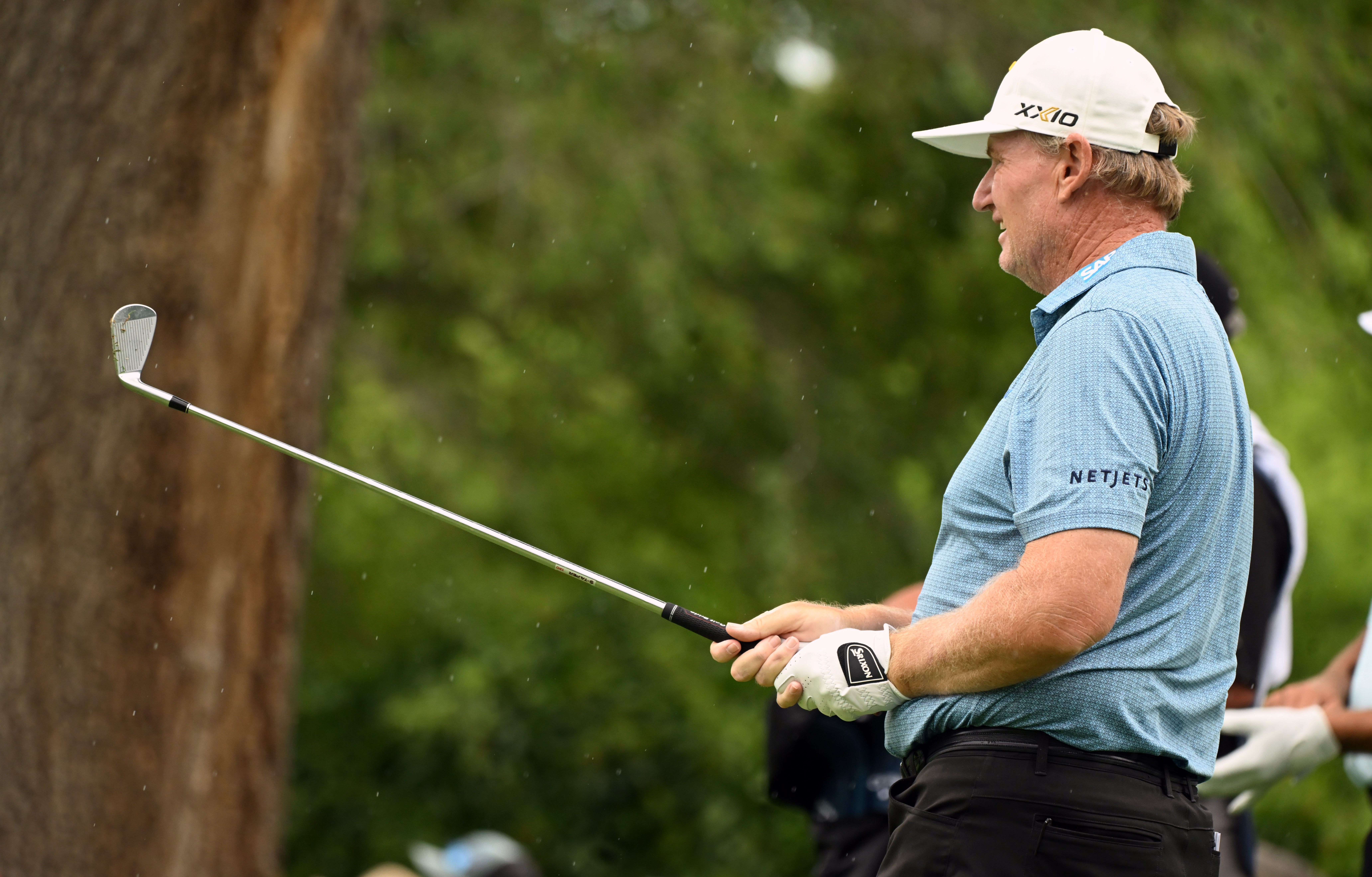 World Golf Hall of Famer Ernie Els watches his ball after teeing off on the 16th hole at the U.S. Senior Open Championship at the Broadmoor Golf Club on Friday, June 27, 2025. This was the second day of competition being held in Colorado Springs, Colorado. (Jerilee Bennett,The Gazette)