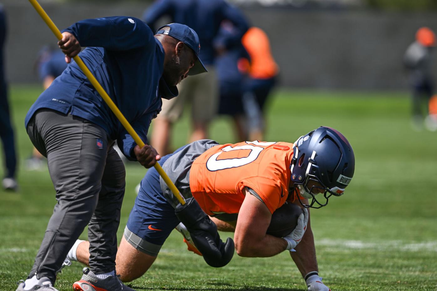 Broncos running backs coach Lou Ayeni lays out running back competition