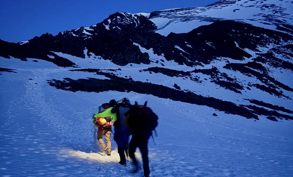 Rescuers make their way up Torreys Peak following the report of two injured by a lightning strike near the summit. Photo: Alpine Rescue Team.