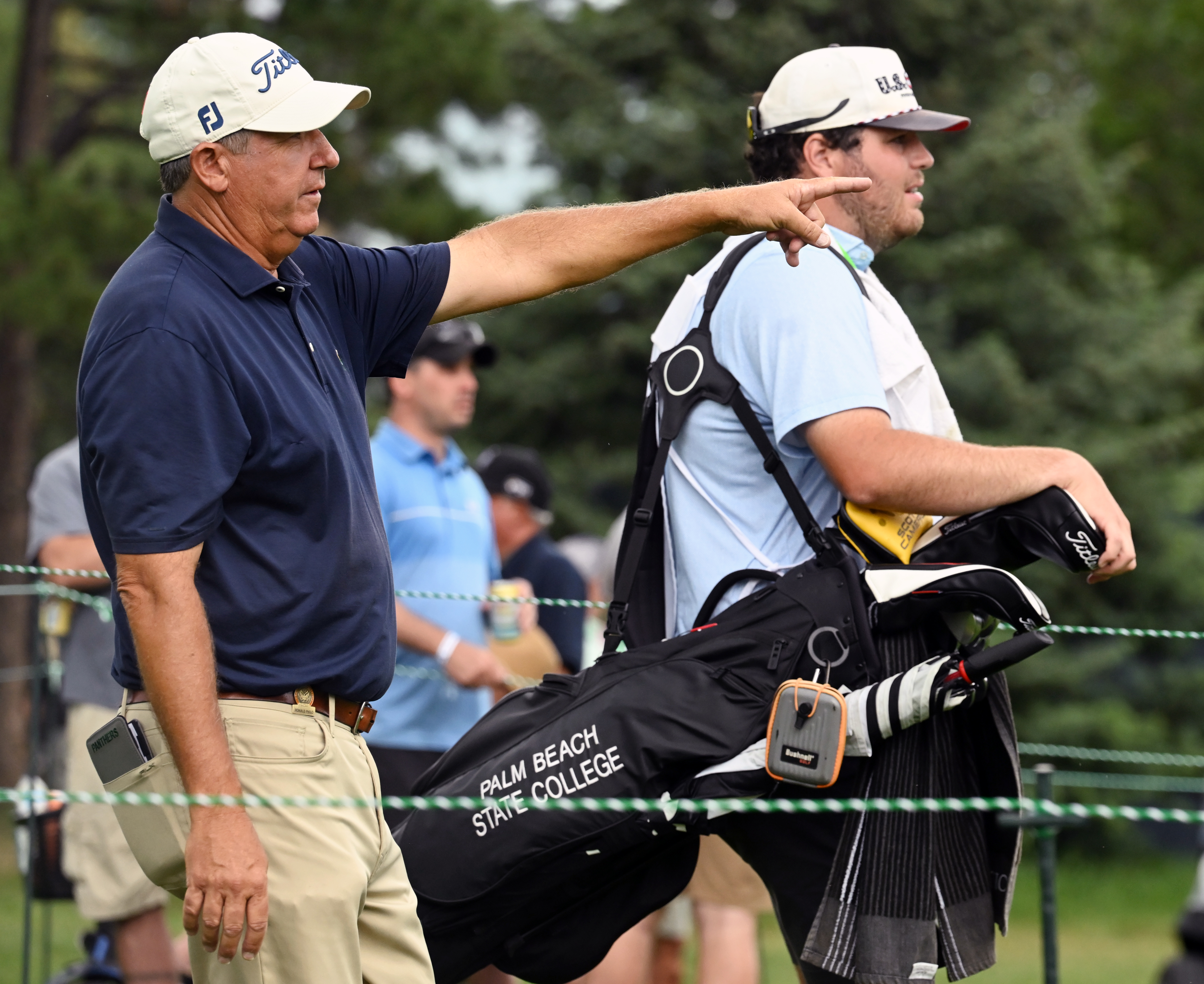 Lucas Howell caddies for Ronald Philo at the U.S. Senior Open Championship at the Broadmoor Golf Club on Friday, June 27, 2025. This was the second day of competition being held in Colorado Springs, Colorado. (Jerilee Bennett,The Gazette)