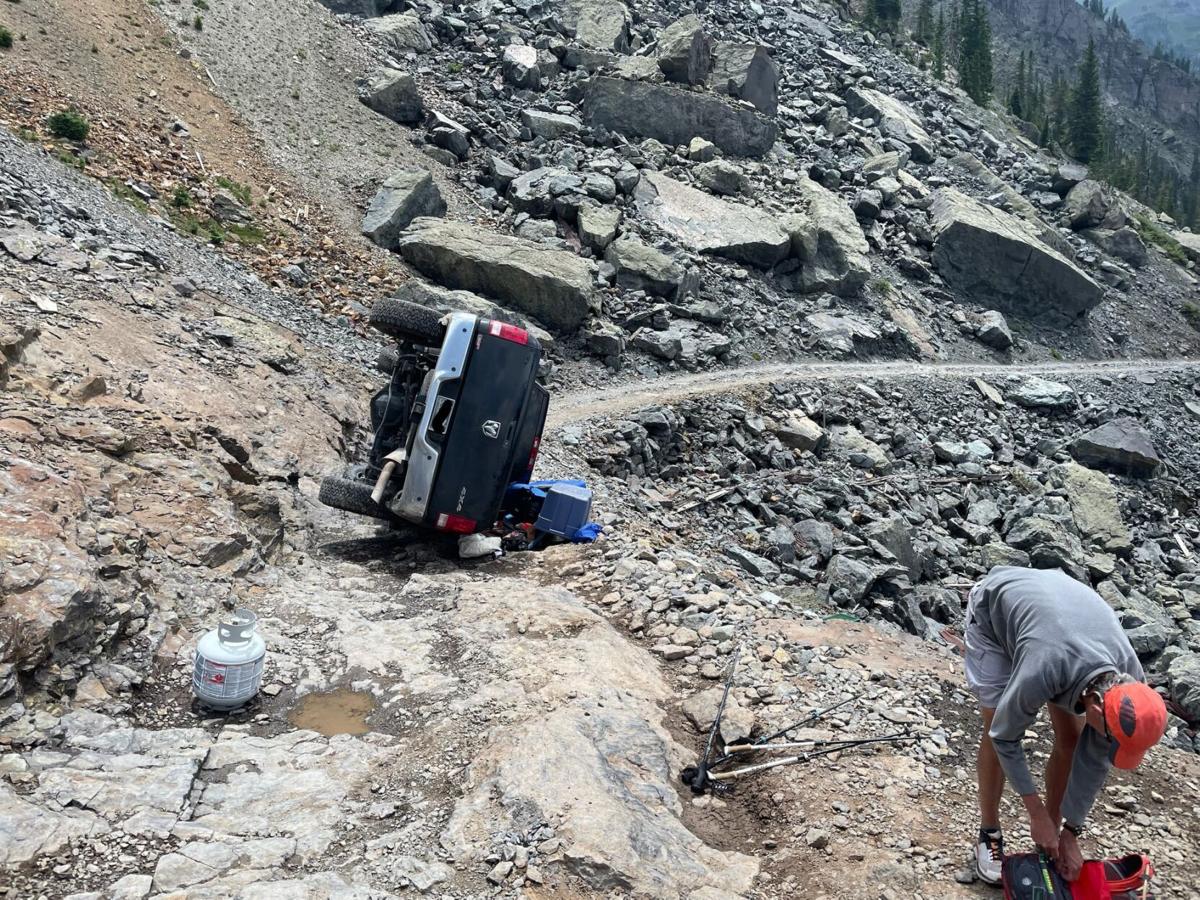 Pick-up truck on Black Bear Pass. Photo via San Miguel County Sheriff.